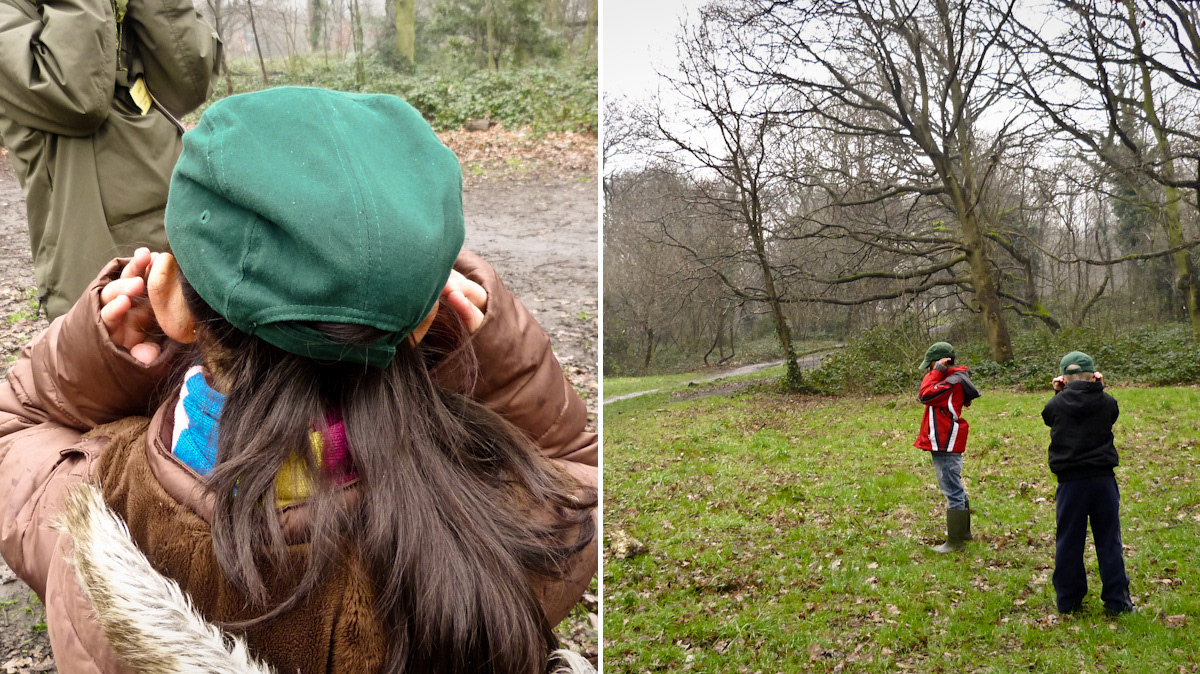 Photographs of children taking part in the sound activities