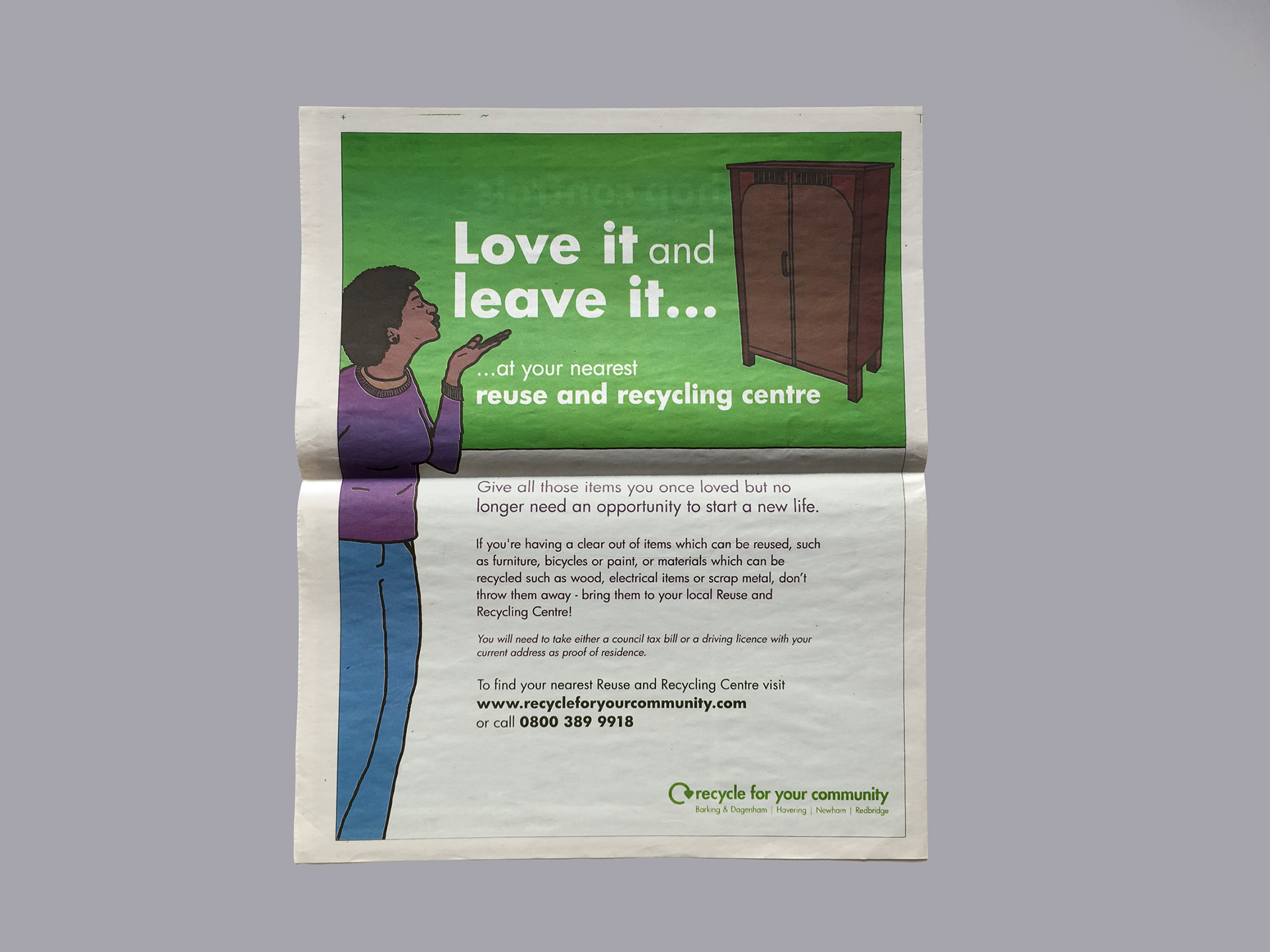 Photograph of newspaper full page advert