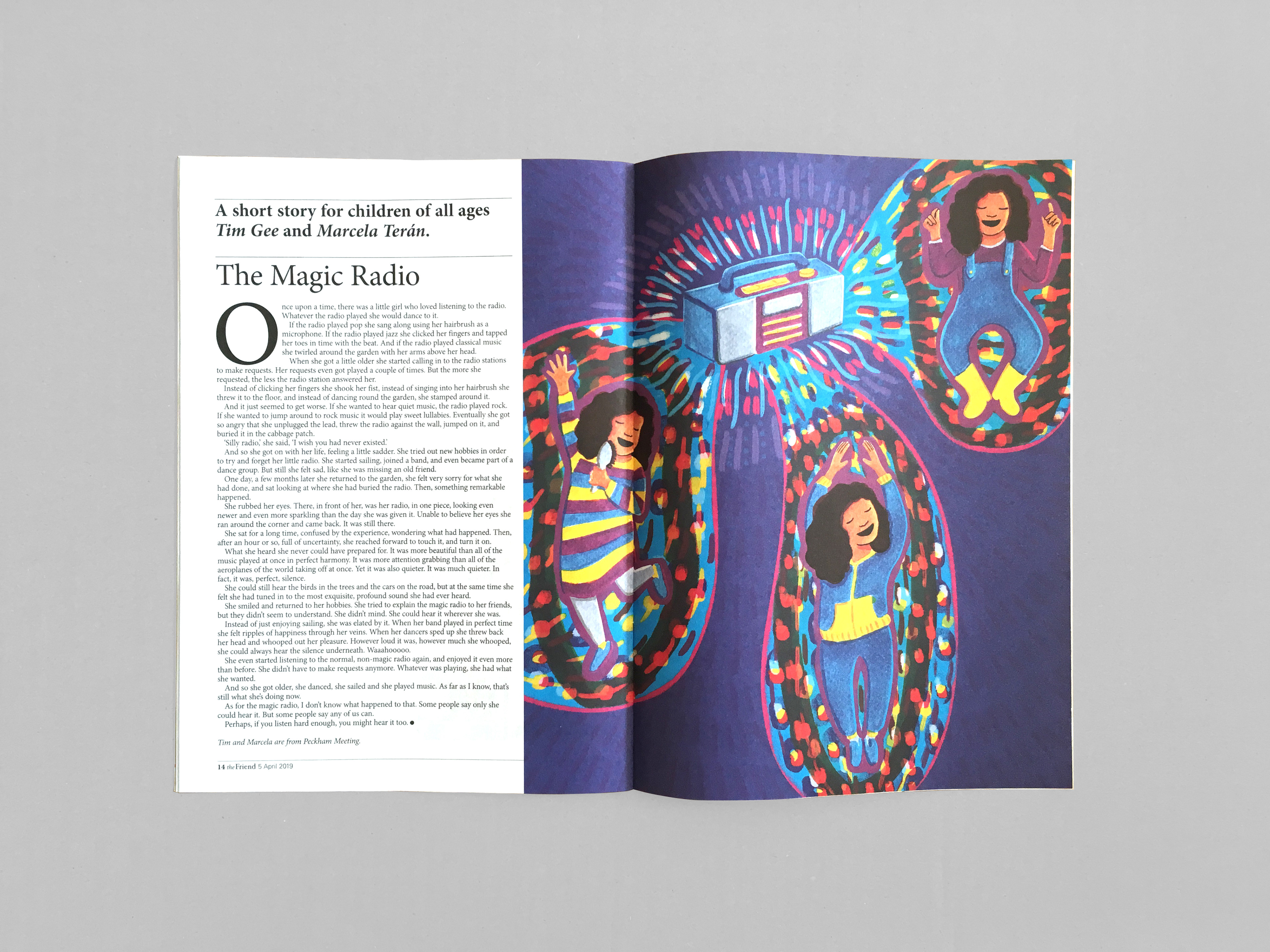 Photograph of full page illustration and story on The Friend magazine