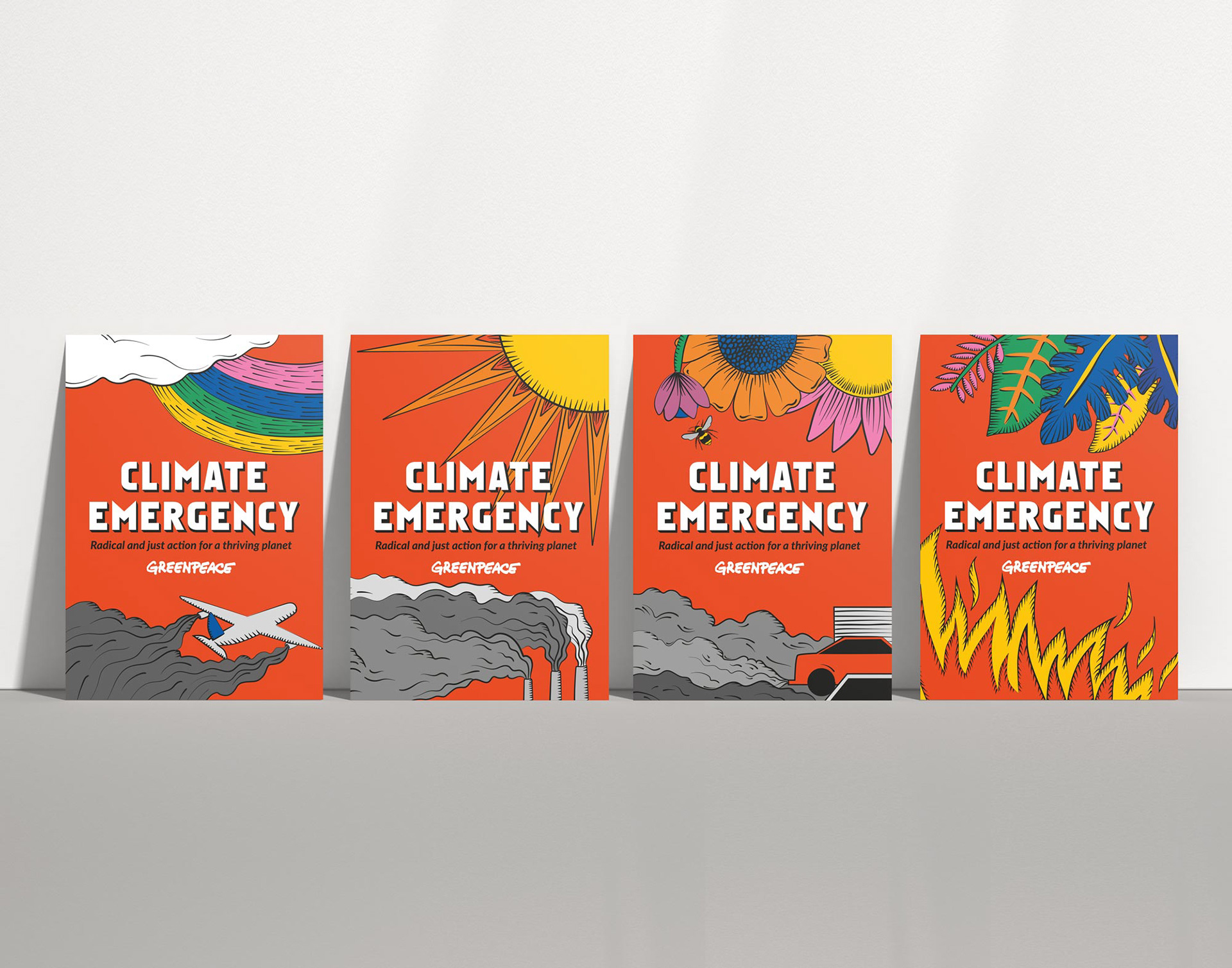 Climate Emergency poster featuring bespoke illustrations