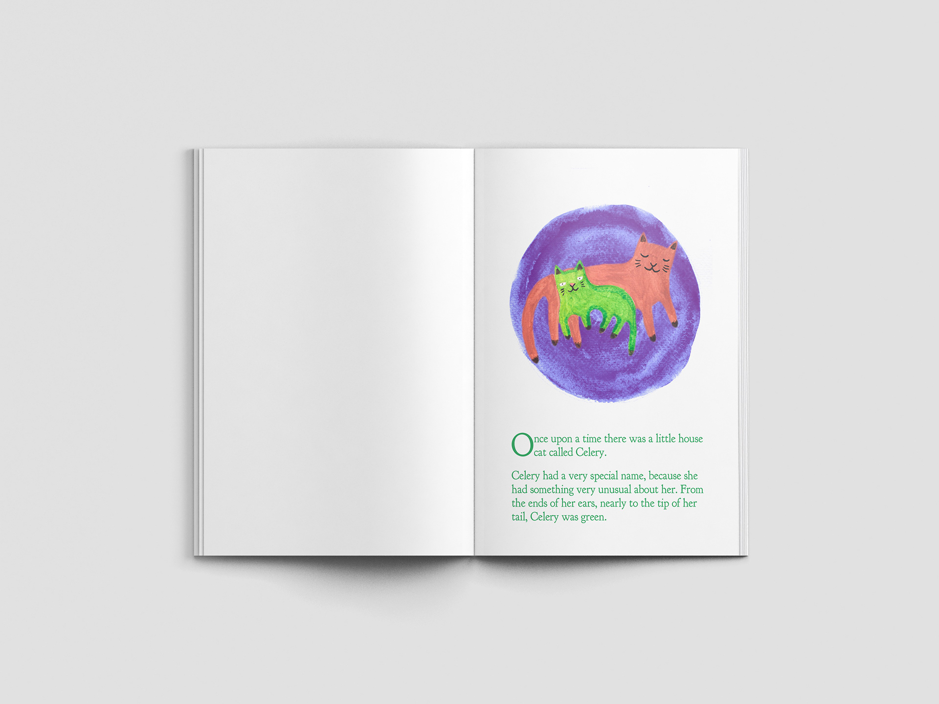 Celery the House Cat children's book open layout