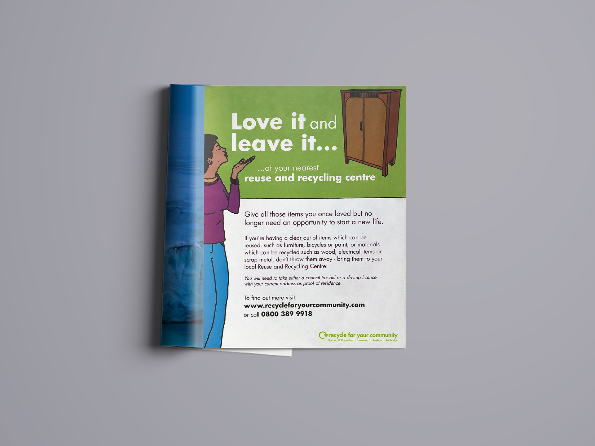 Magazine showing the full page advert design