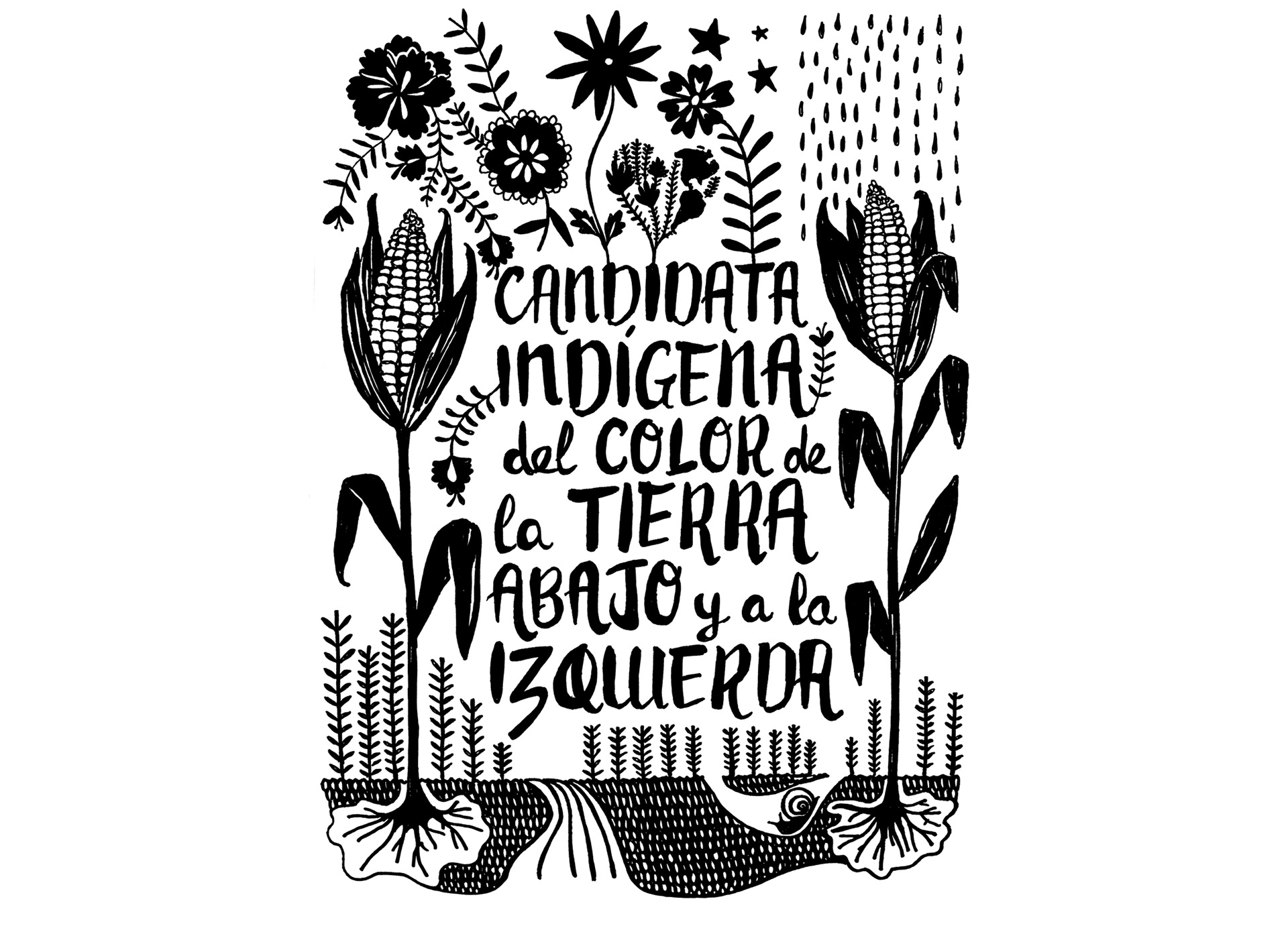 Original illustration - Corn field and message