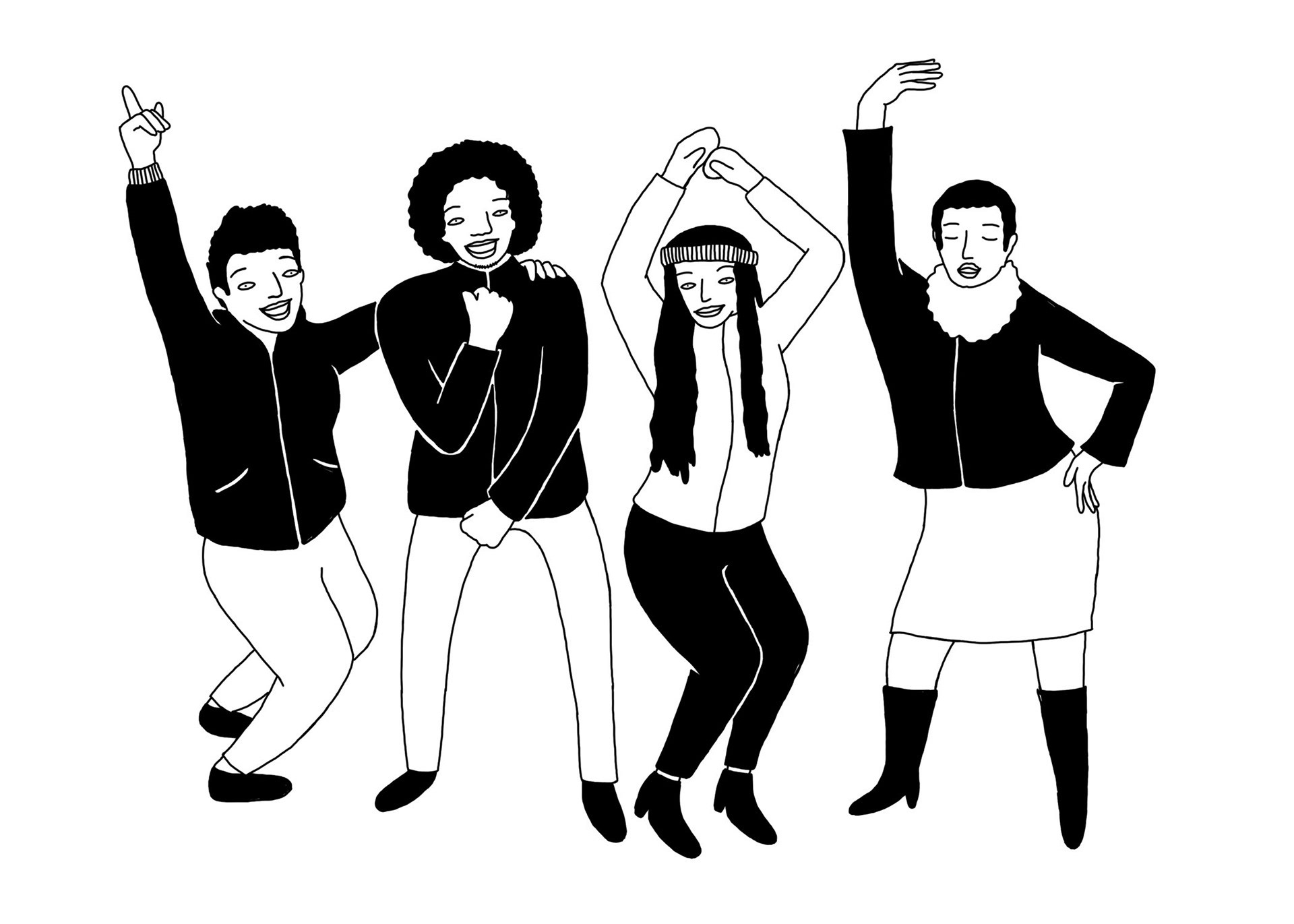 Original illustration - four people dancing