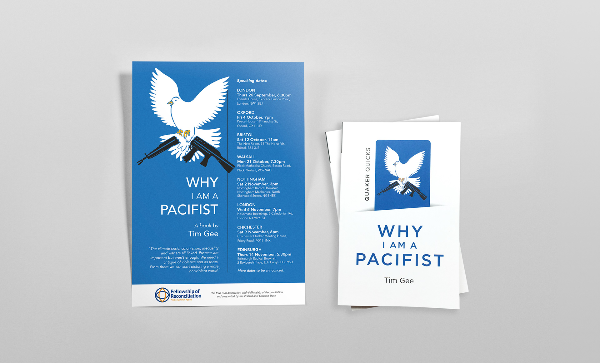 Poster and books laid out next to each other