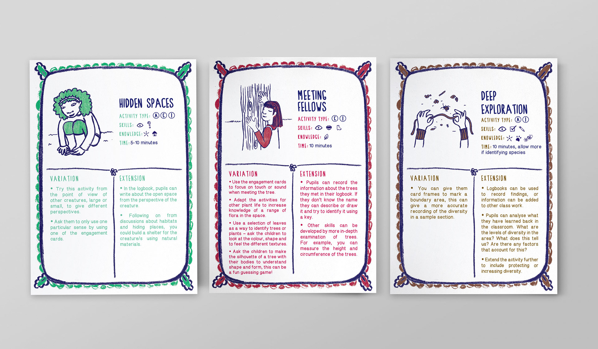 Set of activity cards