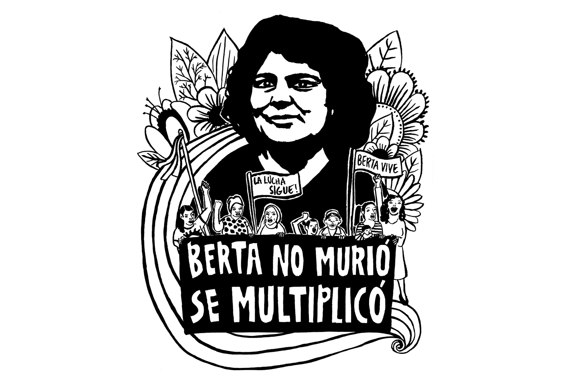 Original Illustration - Berta Caceres and women marching for justice