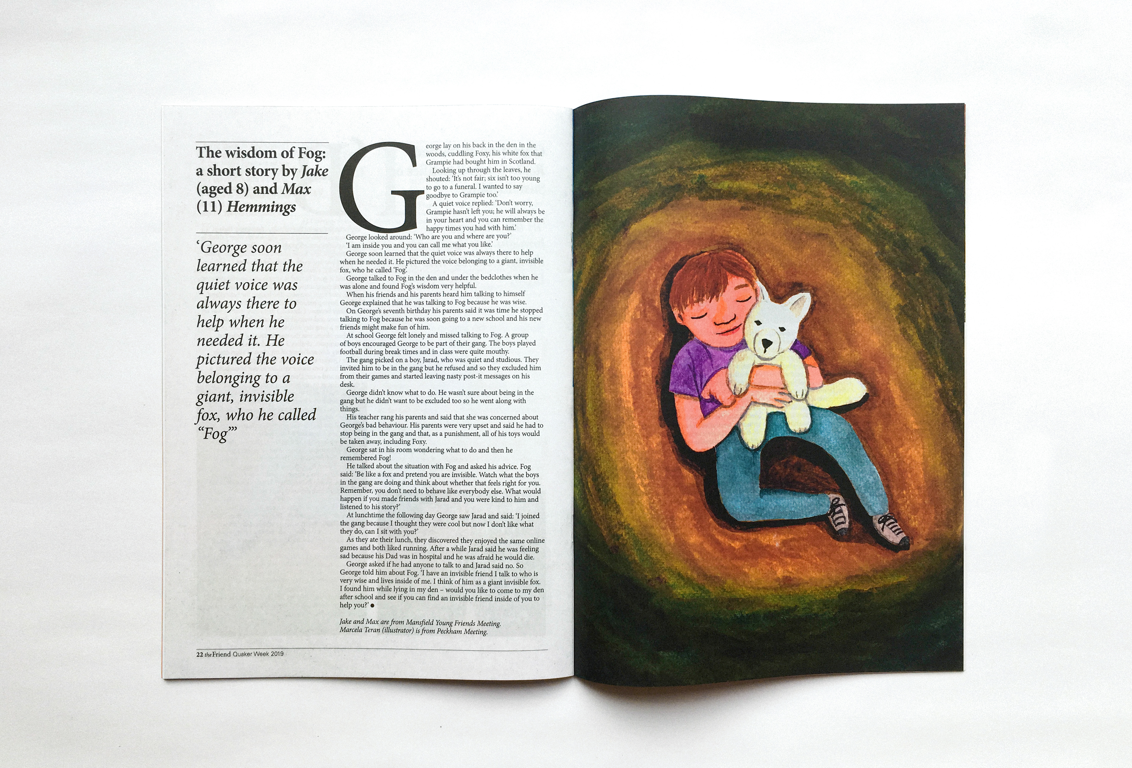 Photograph of full page illustration on magazine