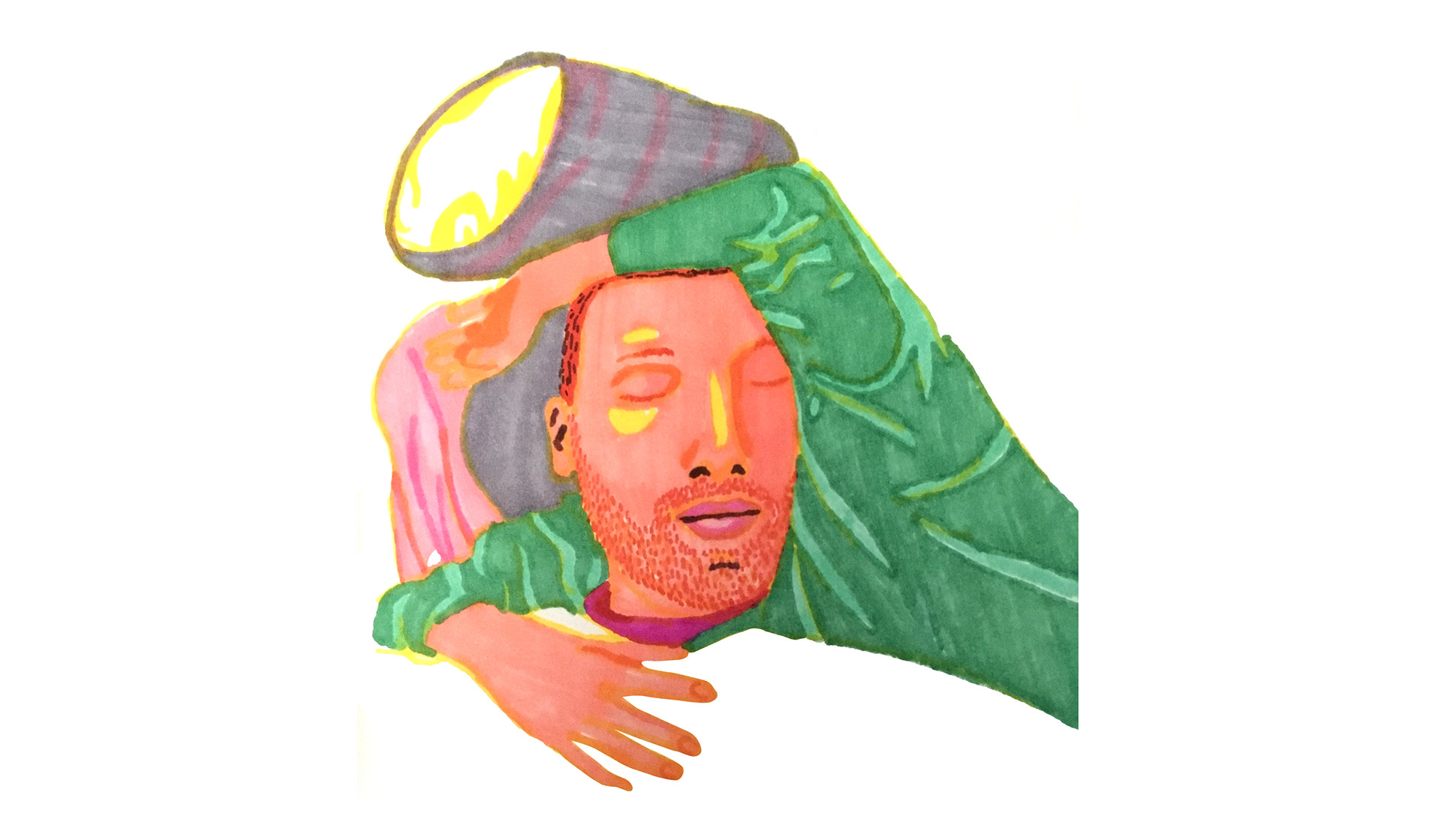 Marker illustration of man sleeping