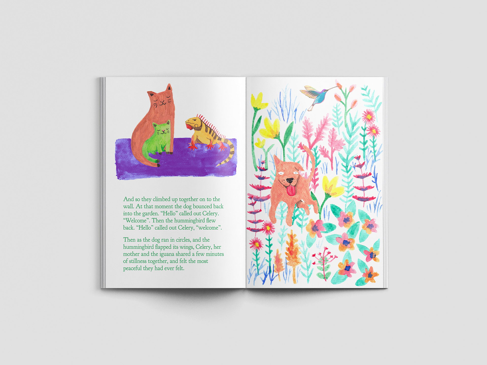 Celery the House Cat children's book open layout 2