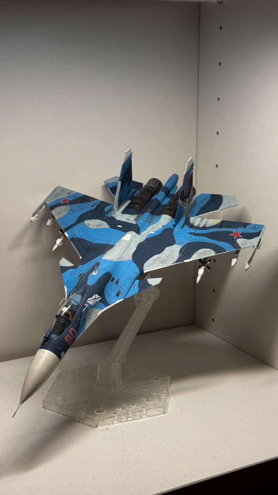 Plastic constructed model, acrylic paints, and decals
