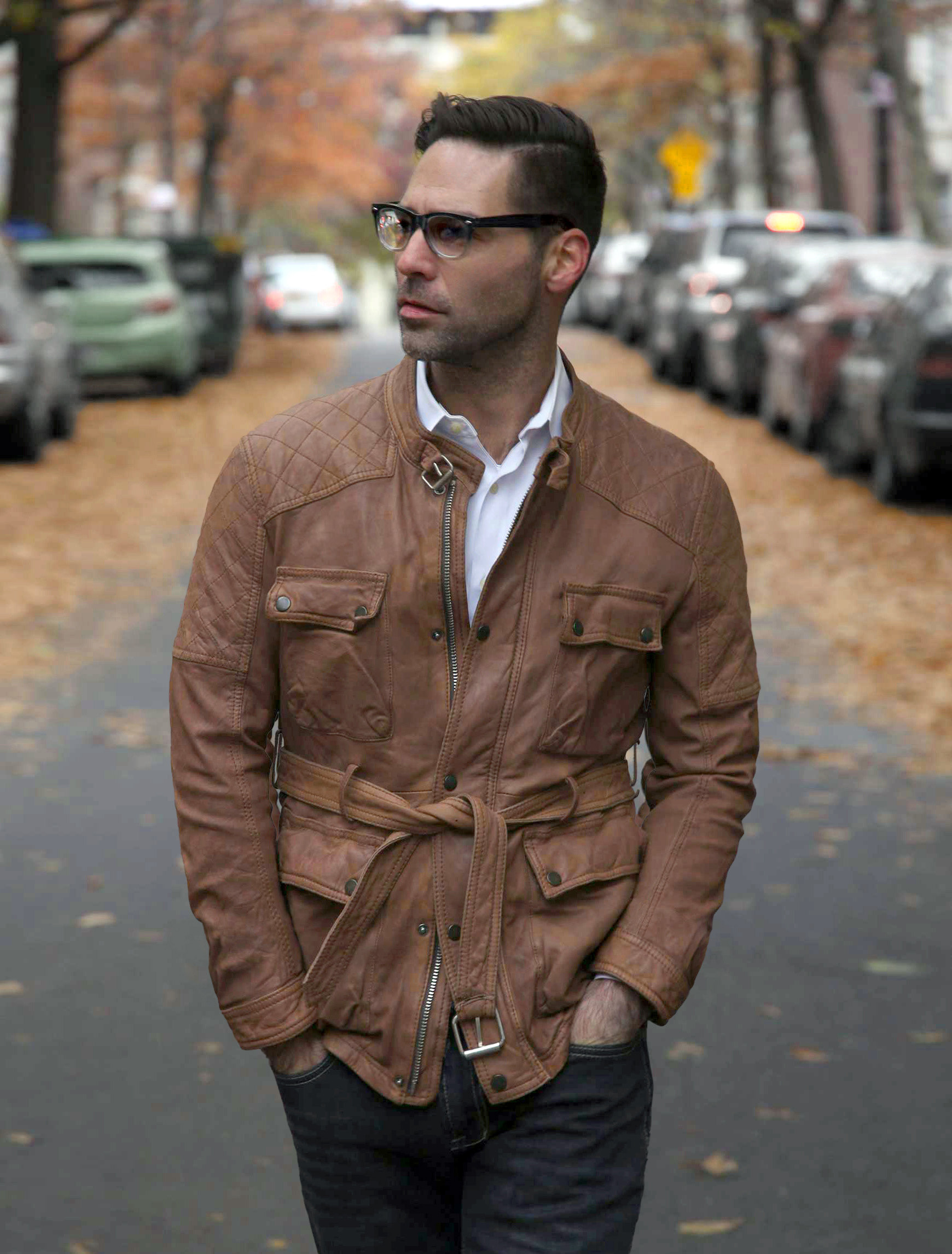 Heavily washed Lamb Leather forms to the body