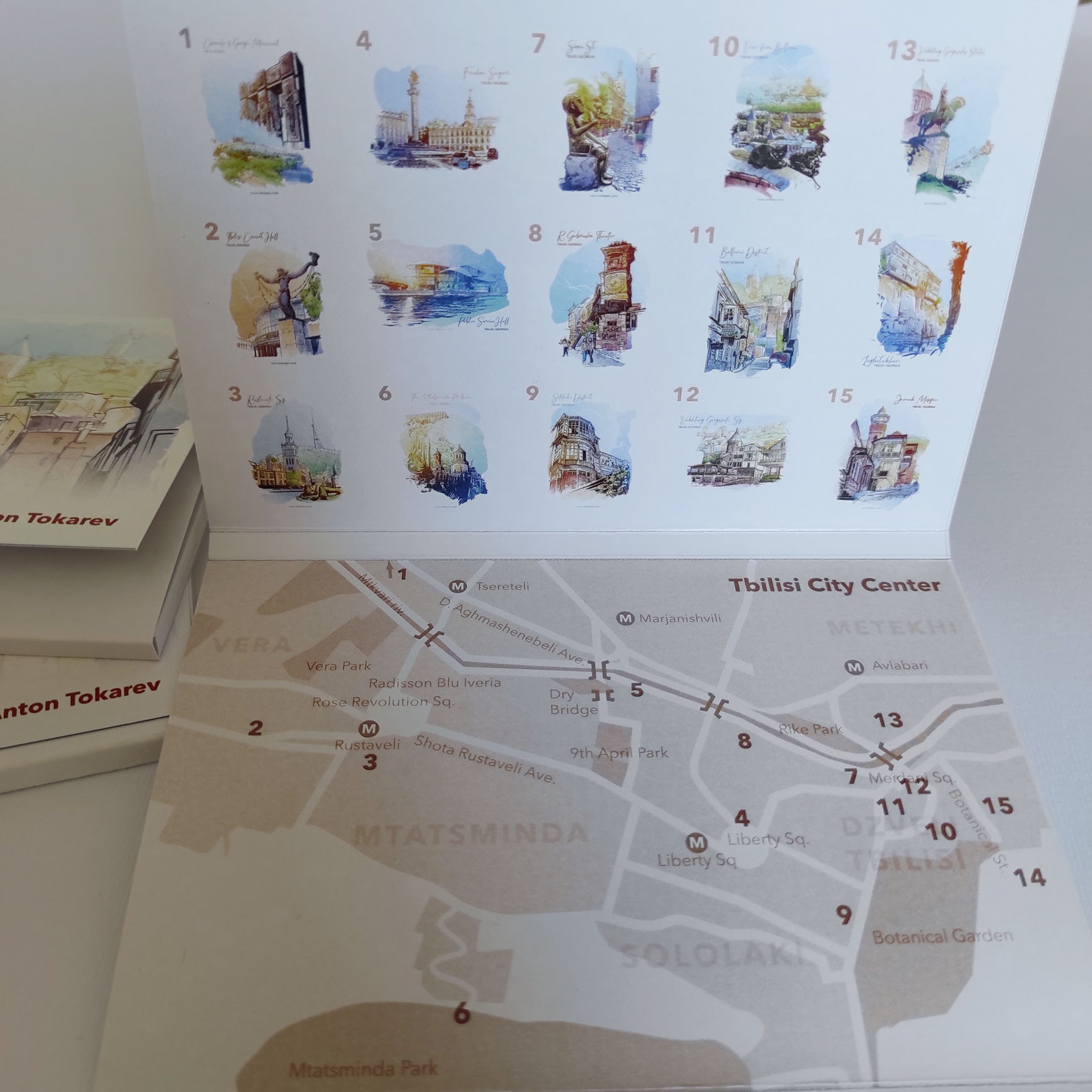Postcerds Cover with the map of the depicted places