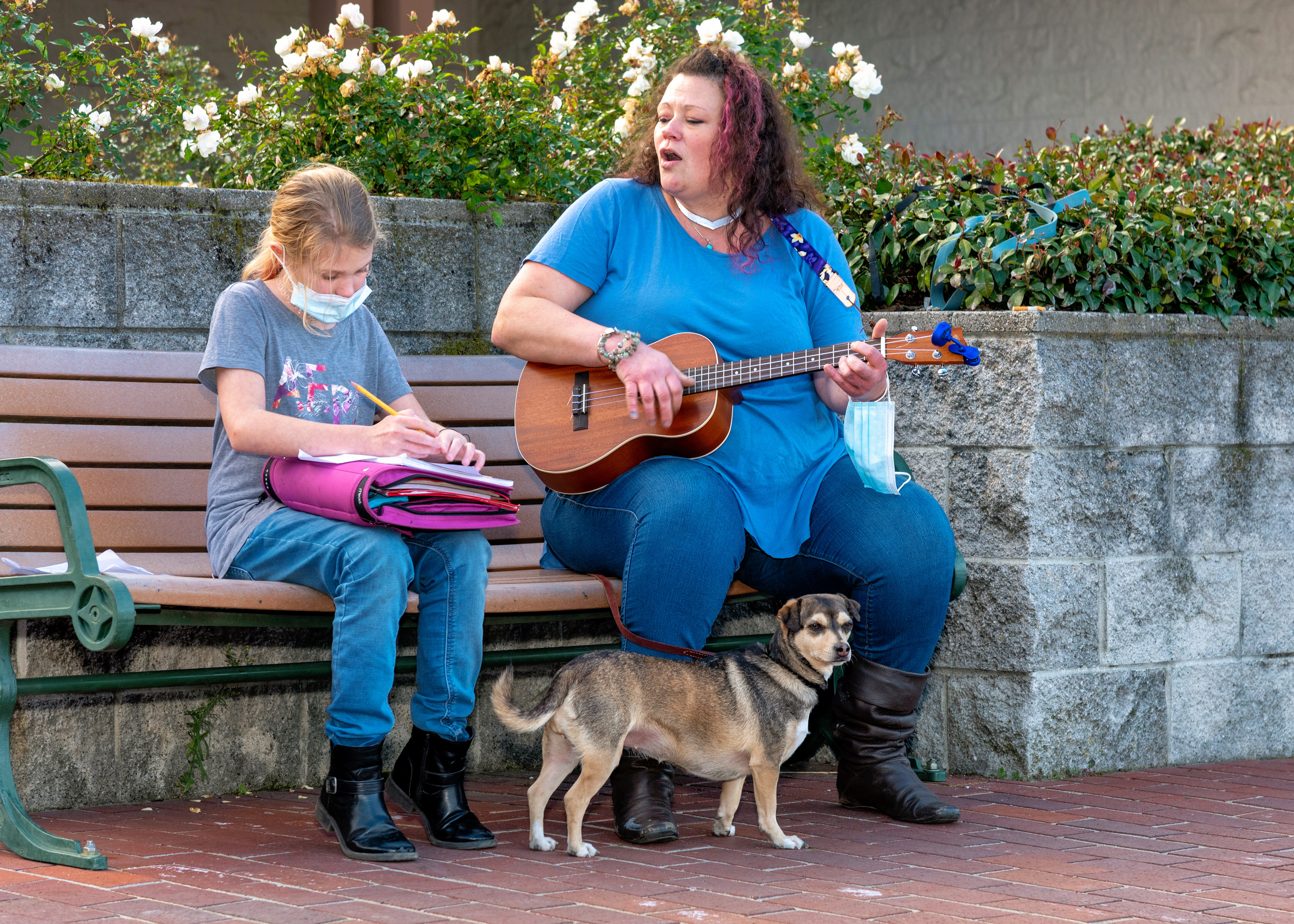Street Musician and Daughter, Sebastopol, California