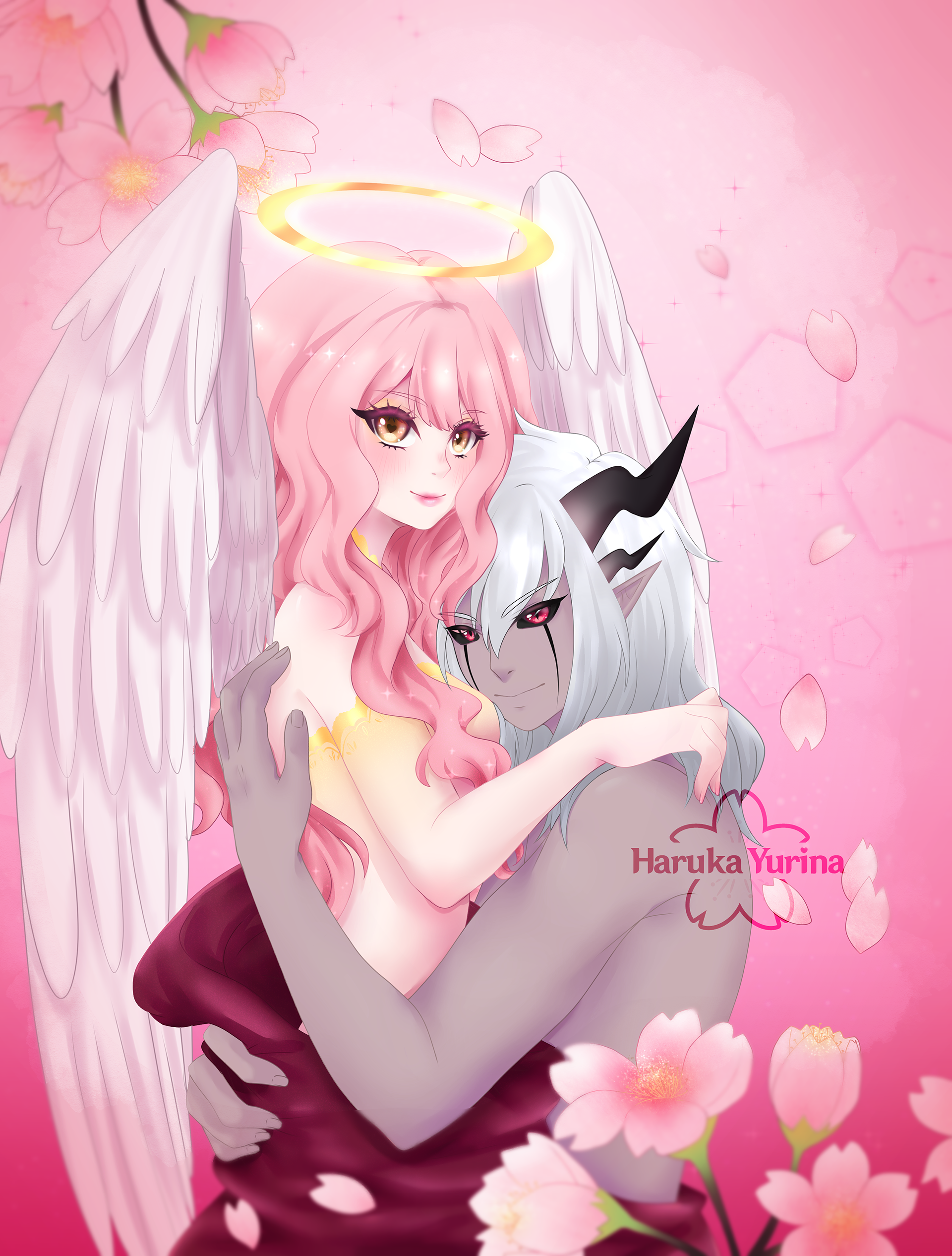 Love Couple (Angel & Demon Version) - Haruka by Haruka Yurina, Akaya by @/maaqsui.art (instagram)