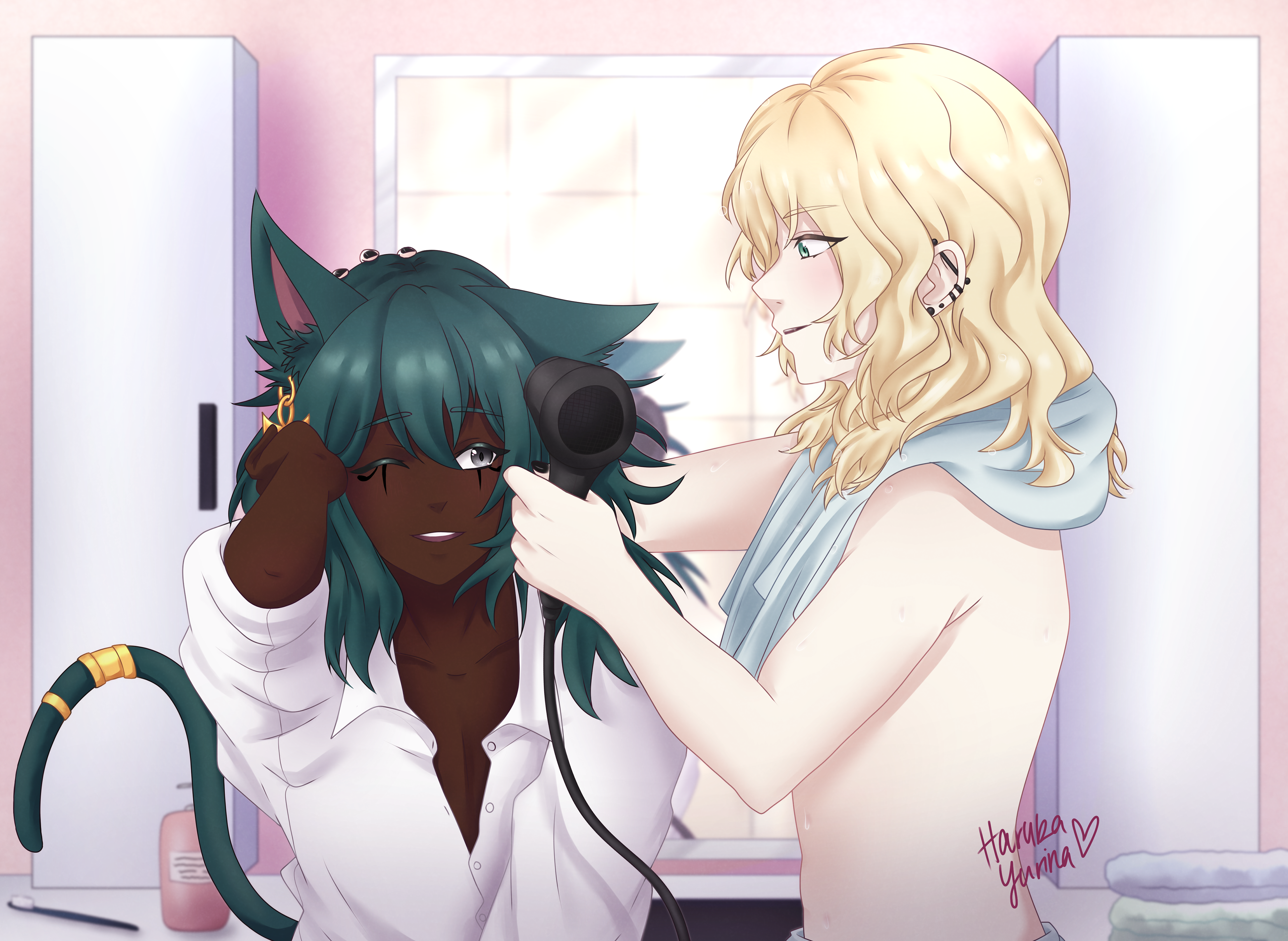 Witcher and Vampire - Shaira by @/rhiamonium.art (Instagram), Yuito by me