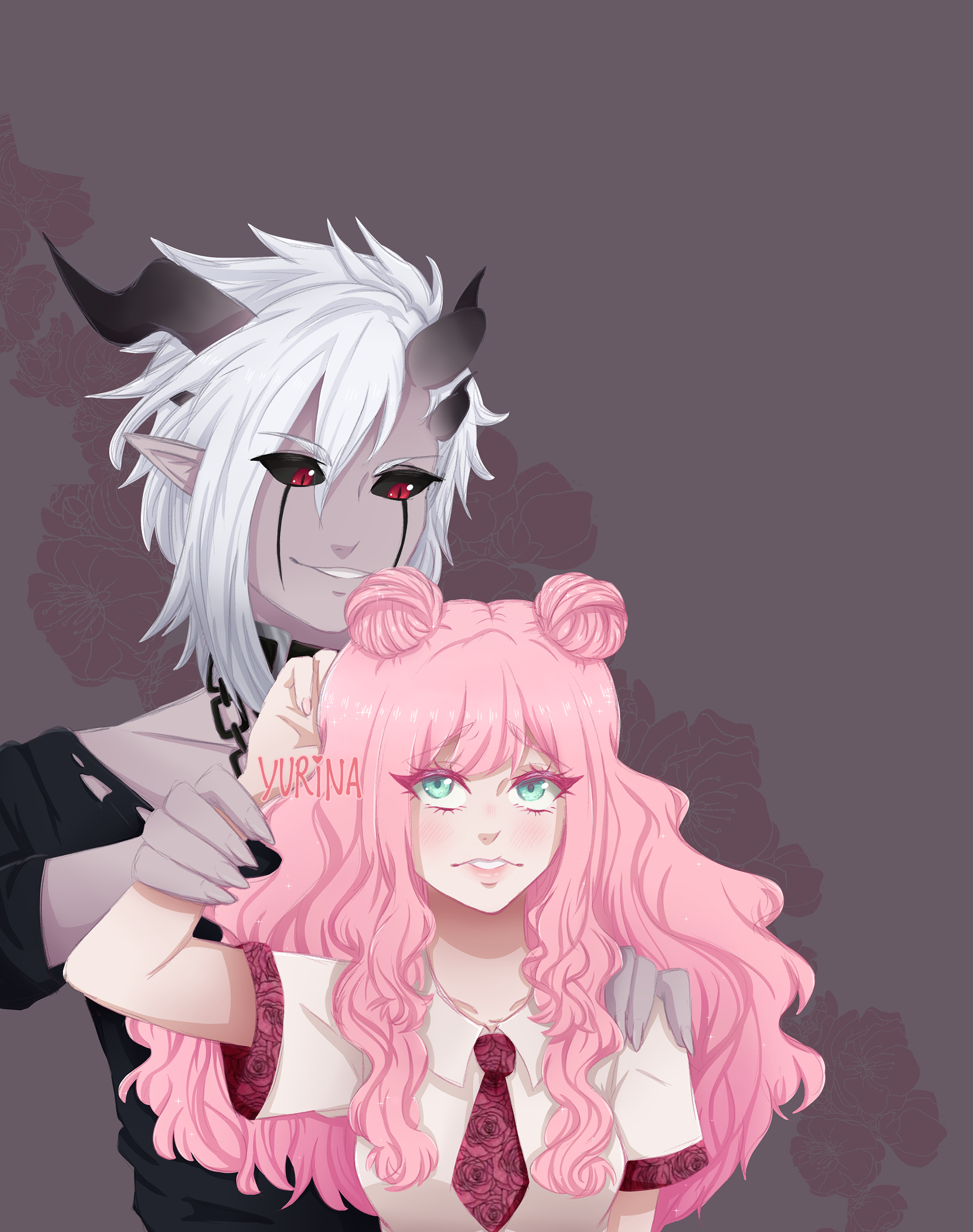 Akaya and Haruka - Akaya by @/rhiamonium.art (Instagram), Haruka by me