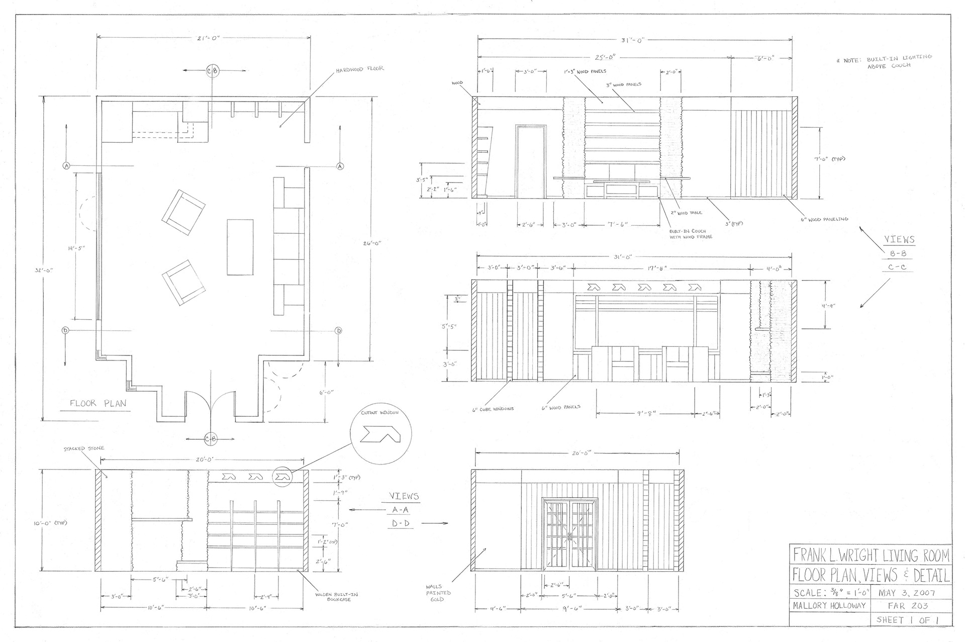 Frank Lloyd Wright Inspired Living Room