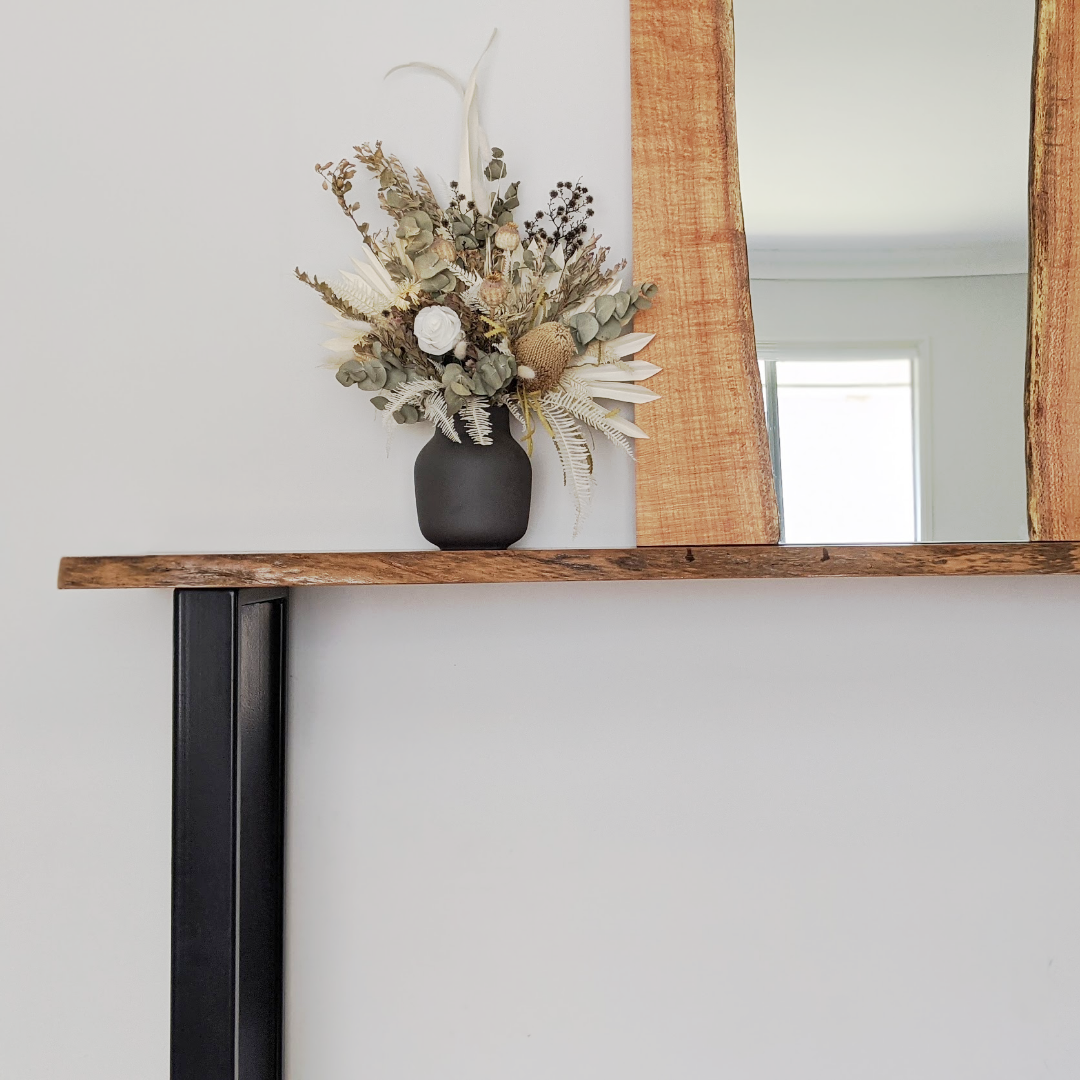 live edge blue gum hallway table