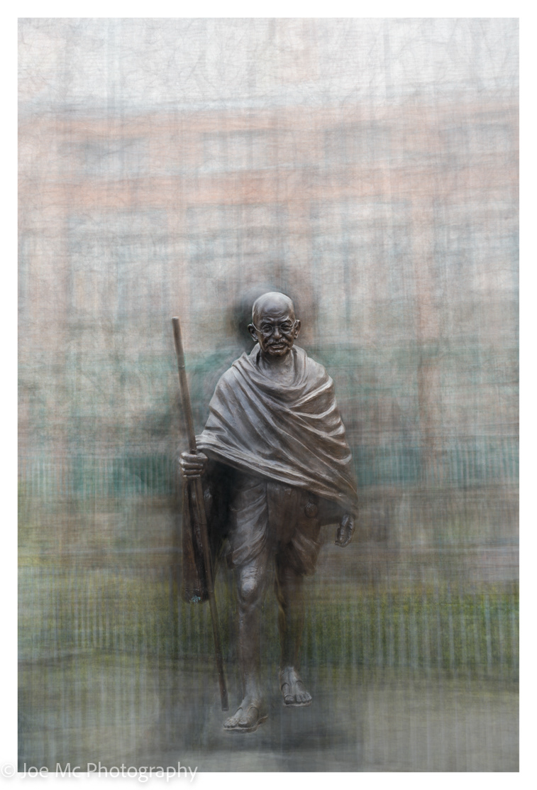 Mahatma Gandhi outside Manchester Cathedral Uk.