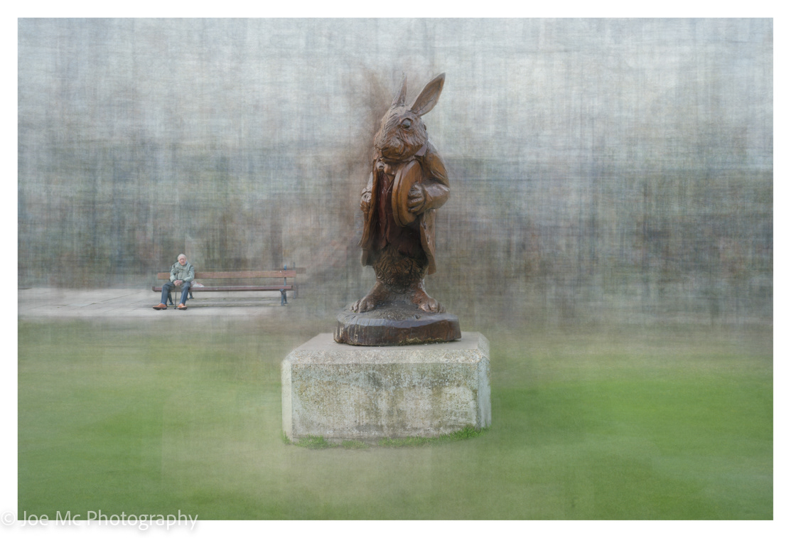 Statue of the White Rabbit North Western Gardens, Mostyn St, Llandudno North Wales Uk.