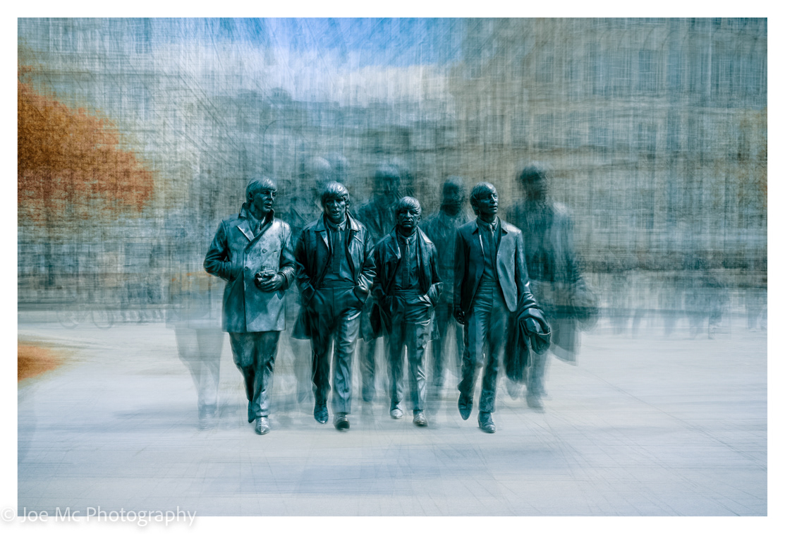 The Beatles Statue at Pier Head, Liverpool uk.