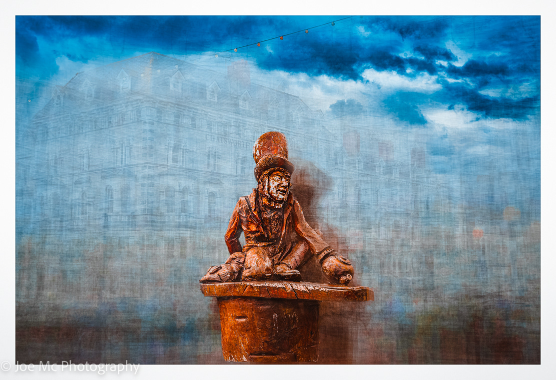 The Mad Hatter Statue Sculpture, promenade Llandudno Wales Uk.