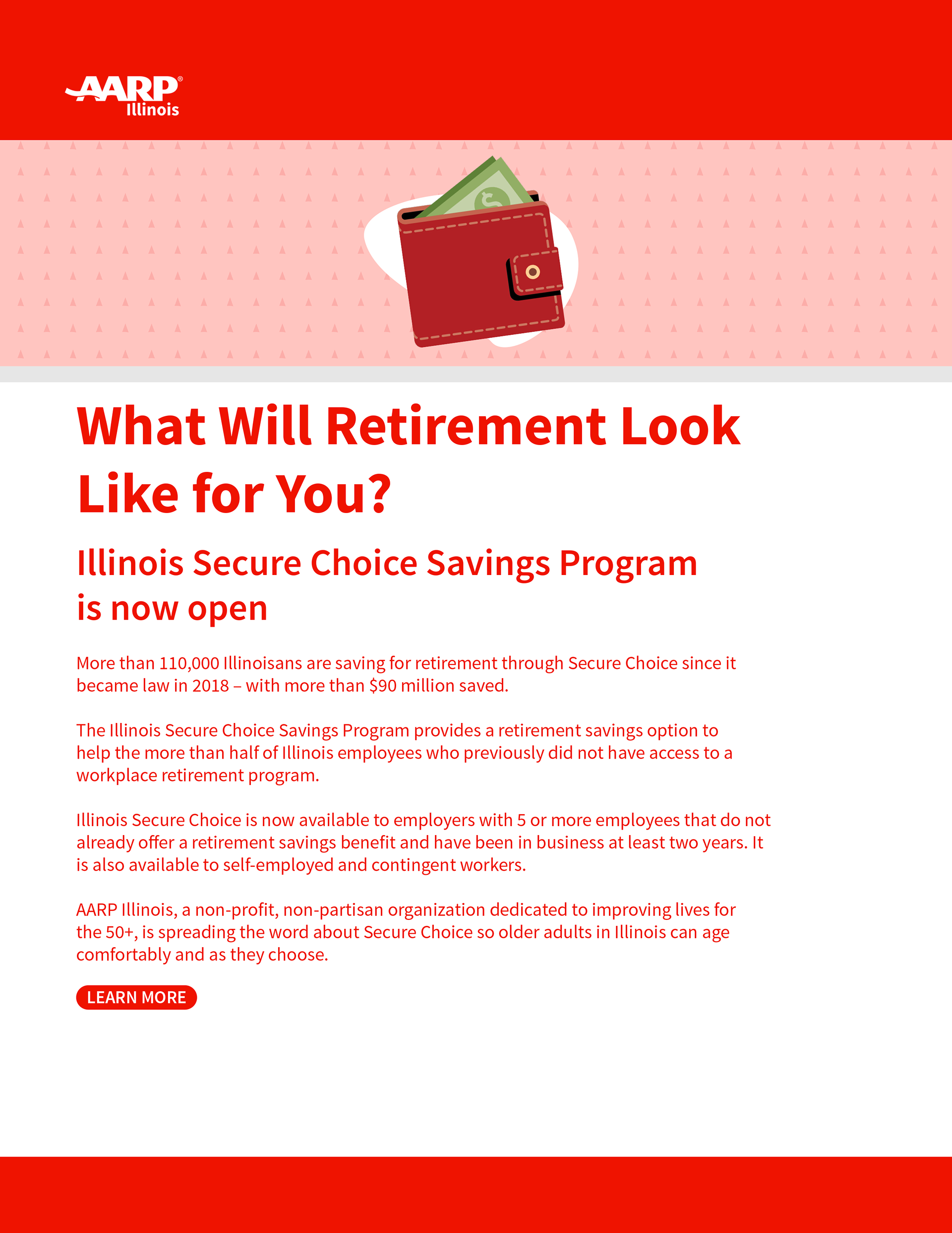 Email campaign document made for AARP