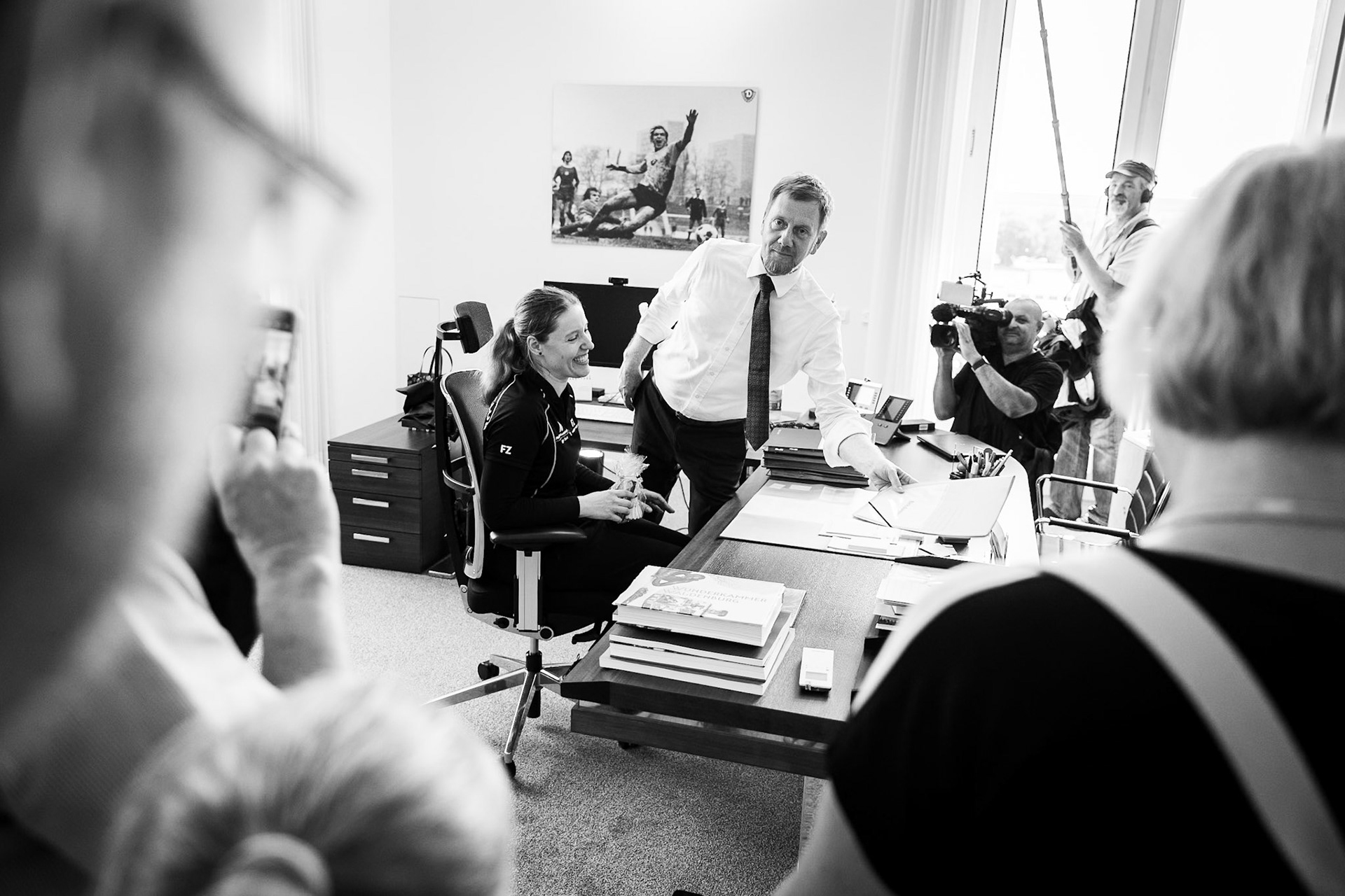 Sachsens Ministerpräsident Michael Kretschmer beim OFFENEN REGIERUNGSVIERTEL in Dresden, fotografiert für die Sächsische Staatskanzlei, 4.08.2024