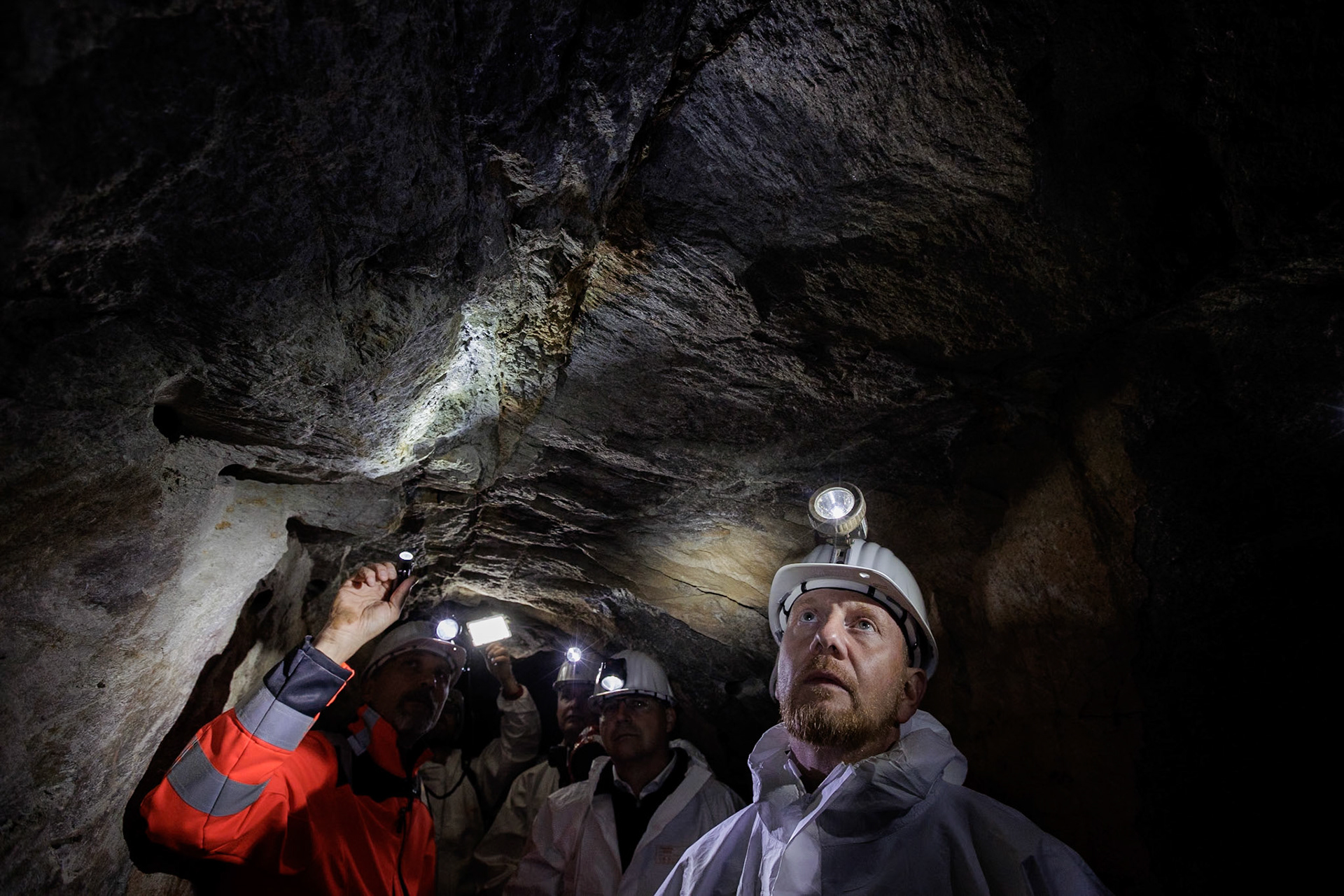 Sachsens Ministerpräsident Michael Kretschmer besucht den Drei-Brüder-Schacht in Freiberg, 11.08.2023, fotografiert für die Sächsische Staatskanzlei 