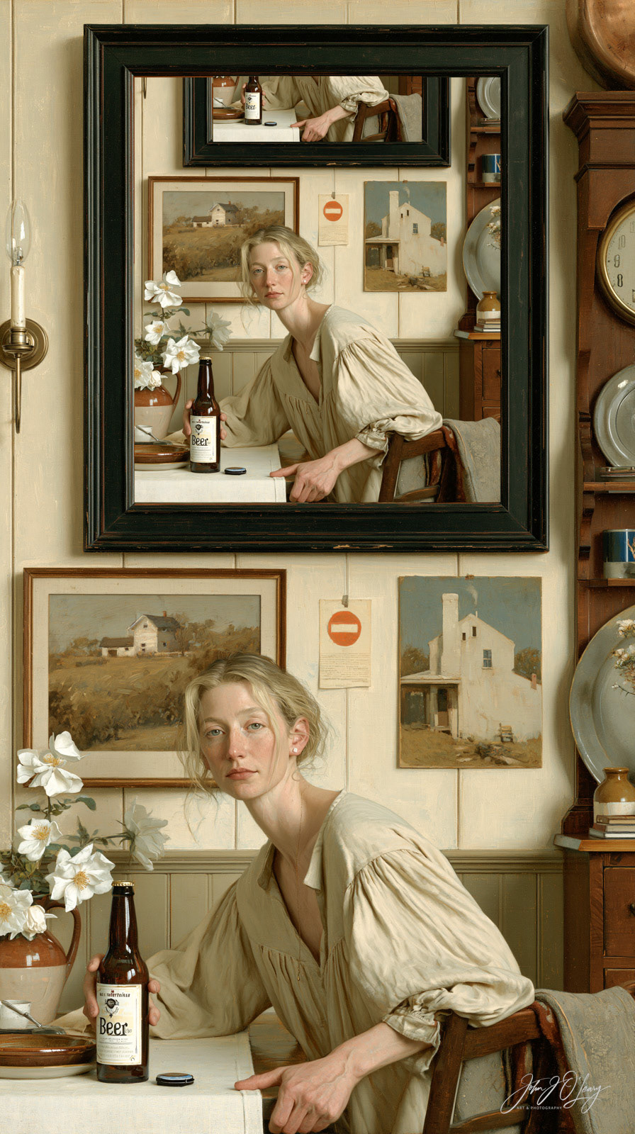 TROMPE L'OEIL -  WOMAN WITH BEER - 02