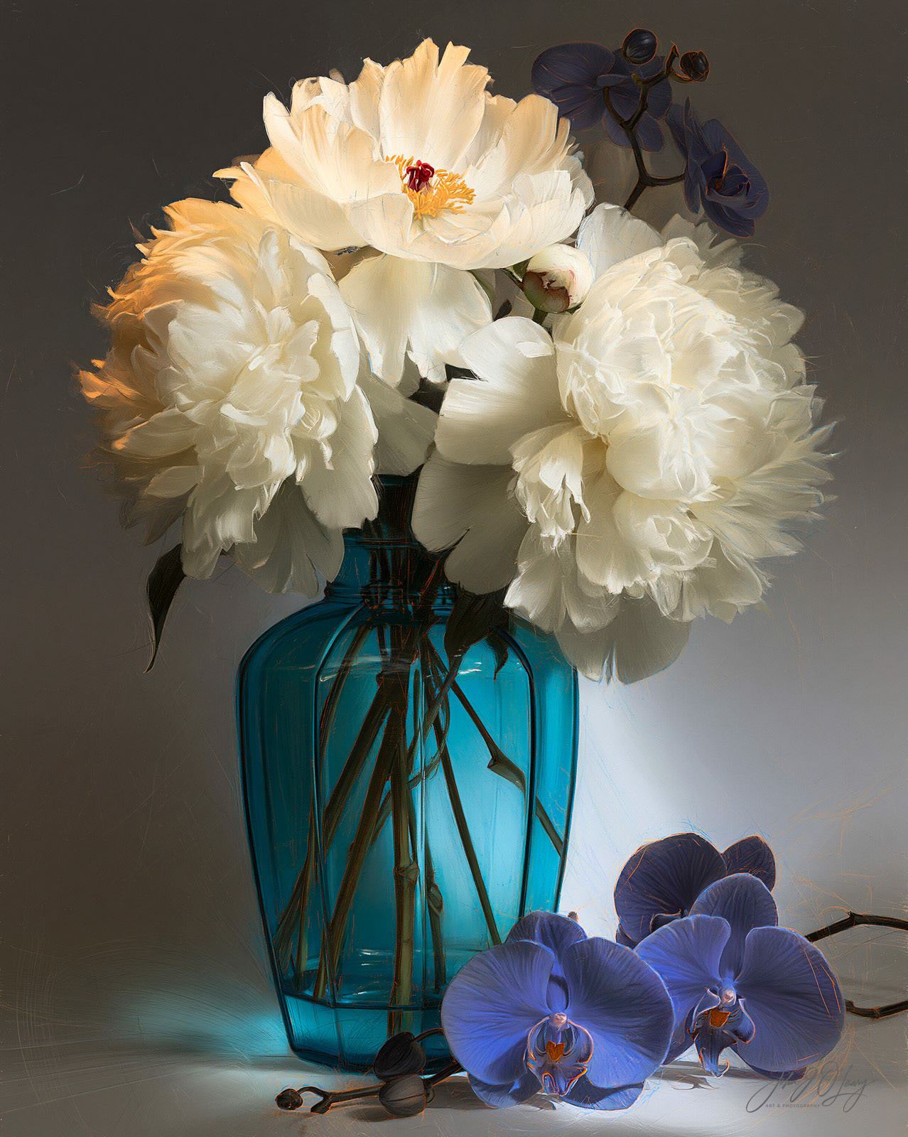 PEONIES AND ORCHIDS