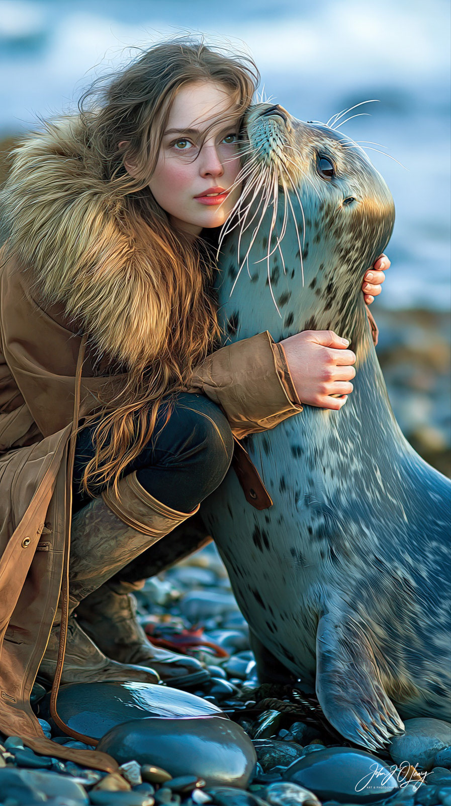 RESCUED HARBOR SEAL SHOWING LOVE