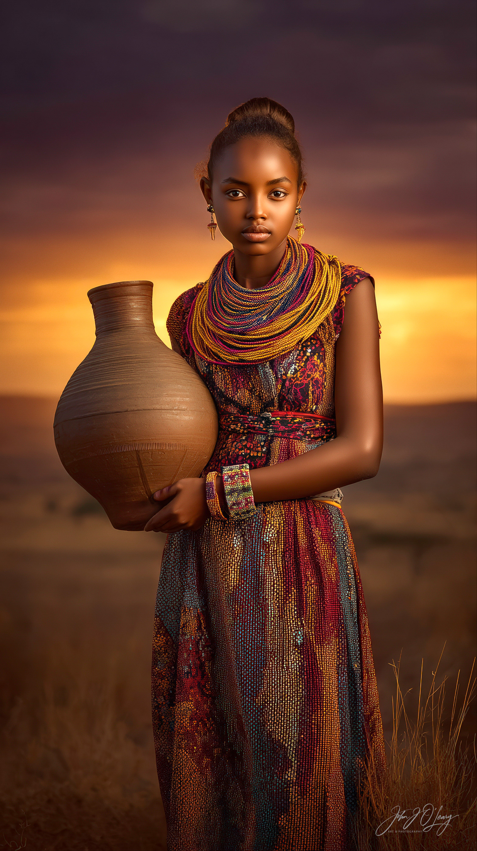AFRICAN GIRL WITH FIRST POTTERY PIECE