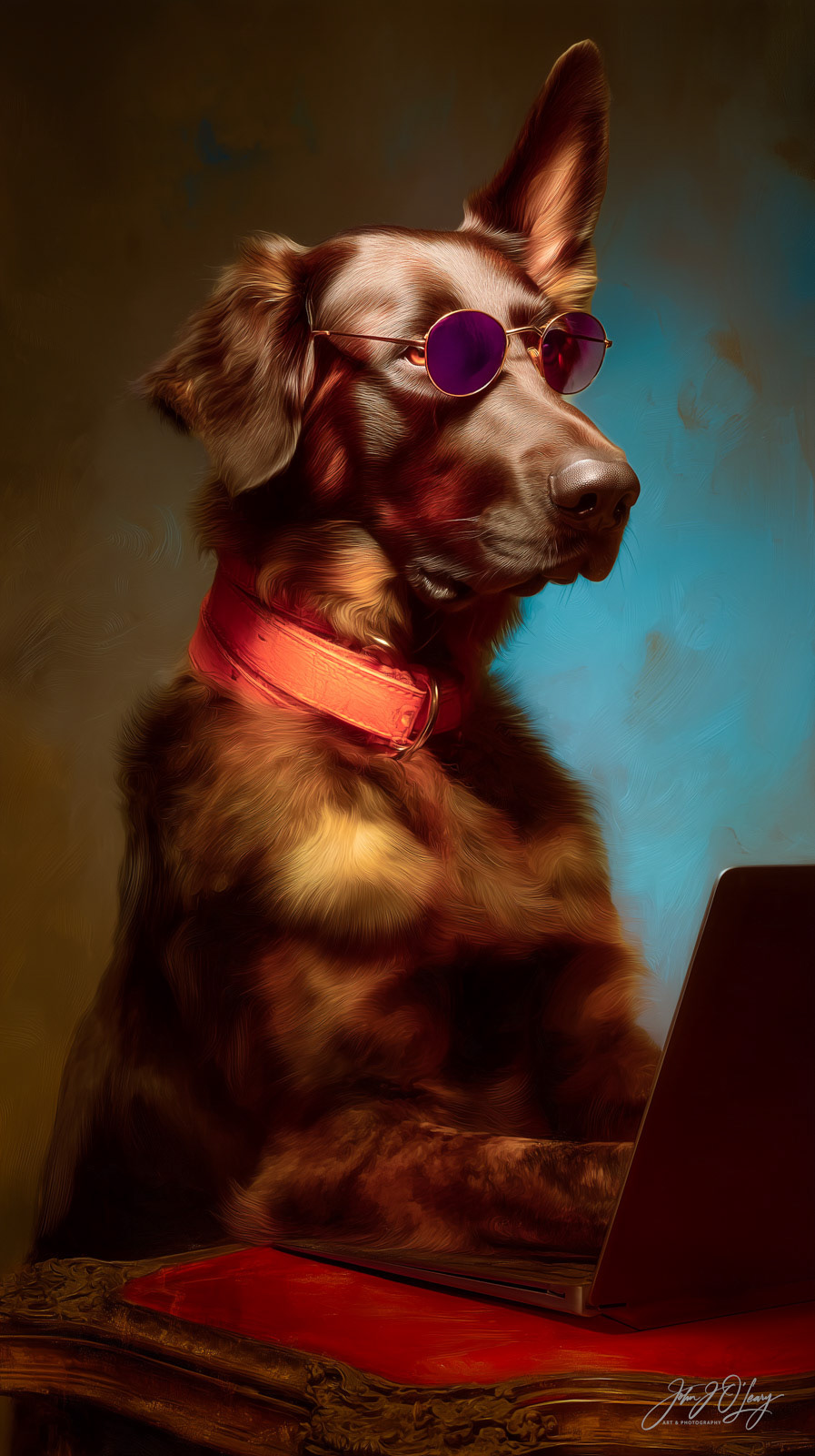 DOG USING LAPTOP