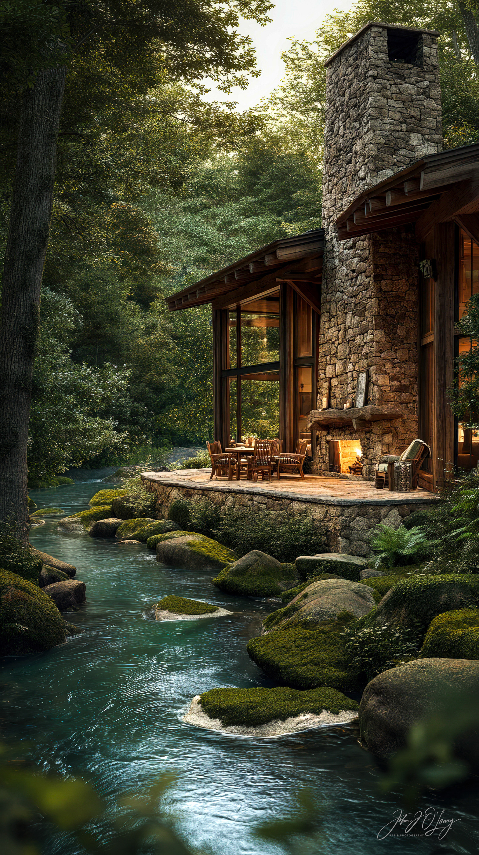 HOME WITH PATIO BY STREAM