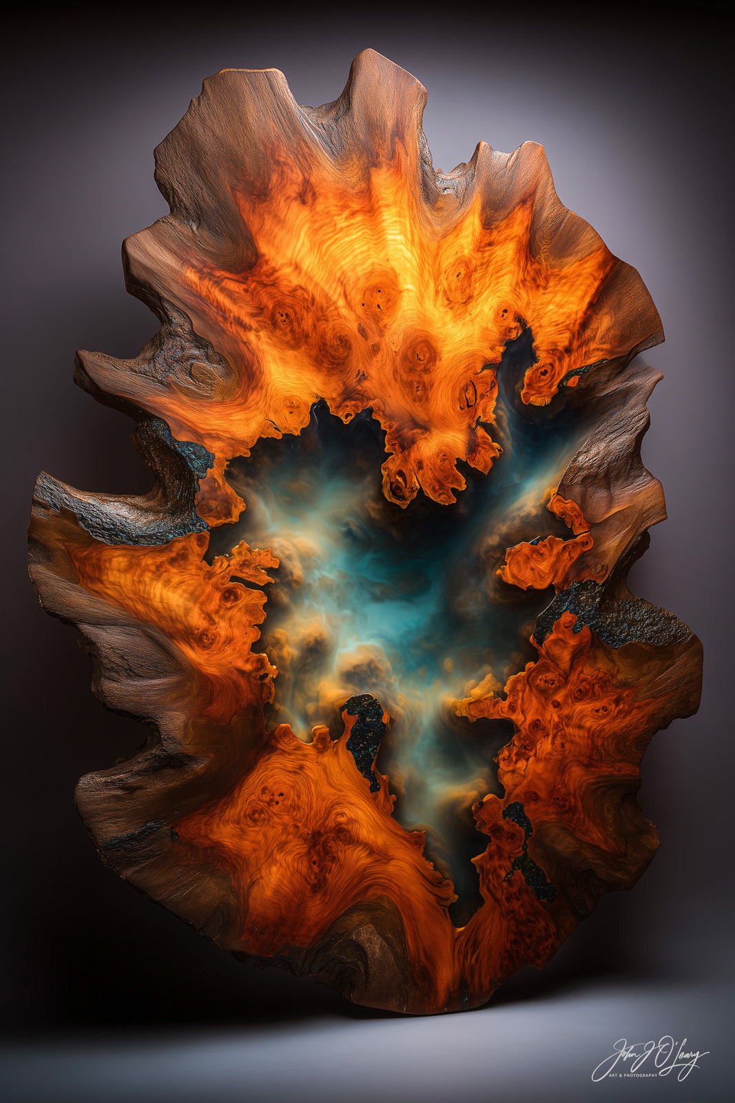 WOOD BURL WITH RESIN INLAY