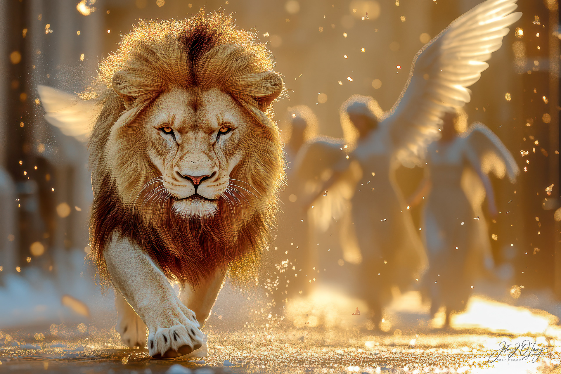 THE LION WITH ANGELS DANCING