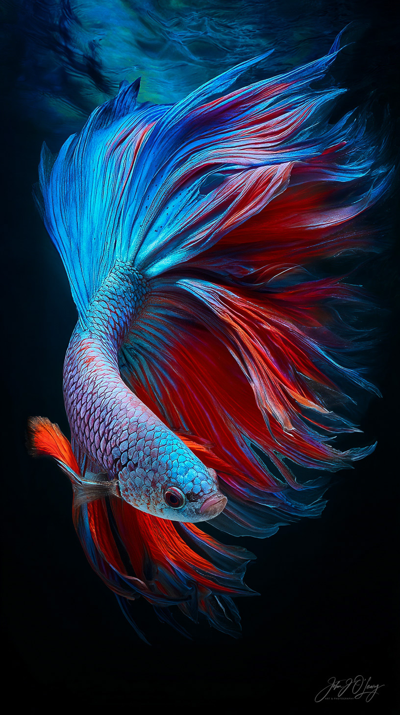 ELEGANT BLUE AND RED BETTA