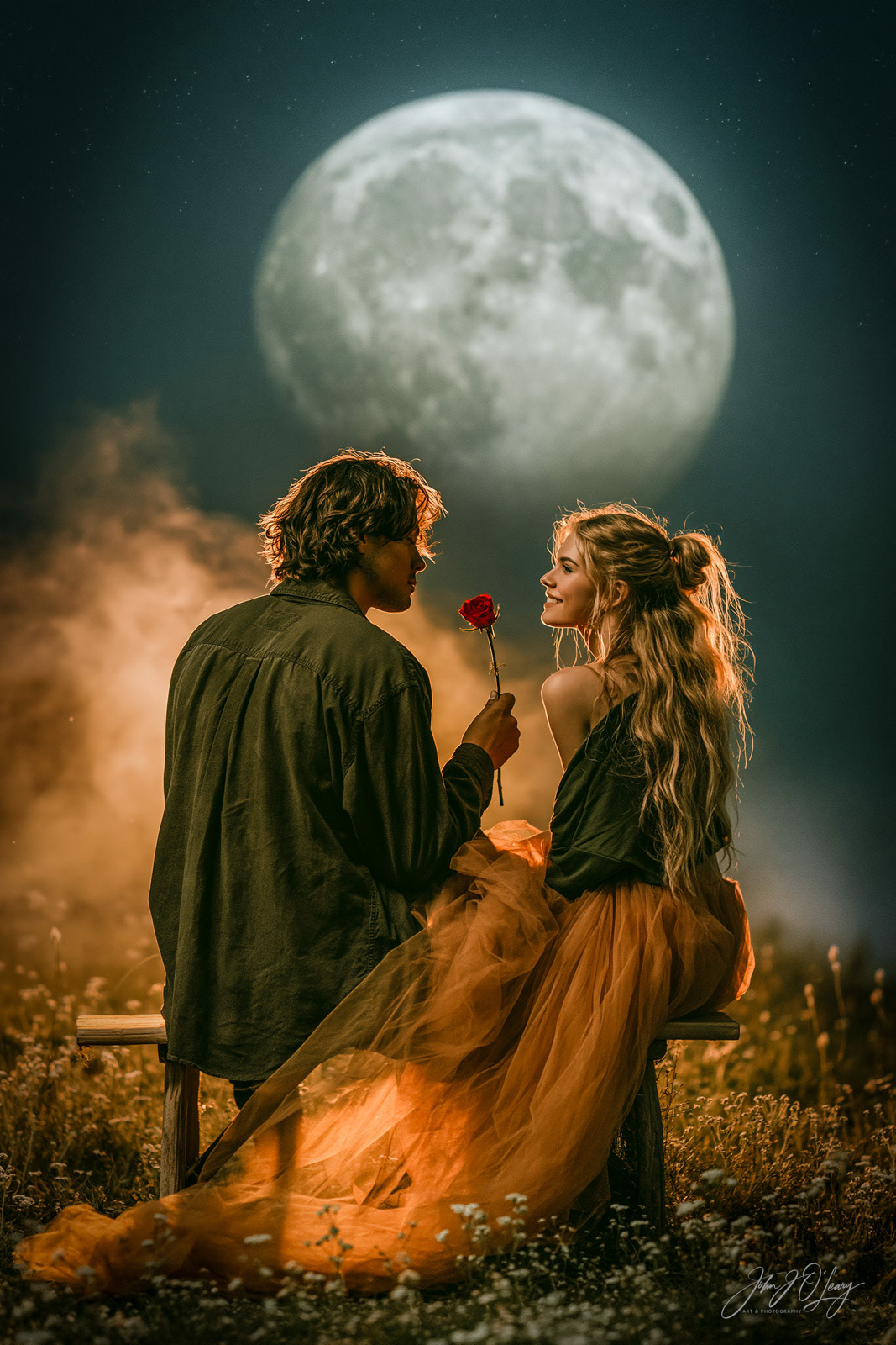 A FULL MOON AND A RED ROSE