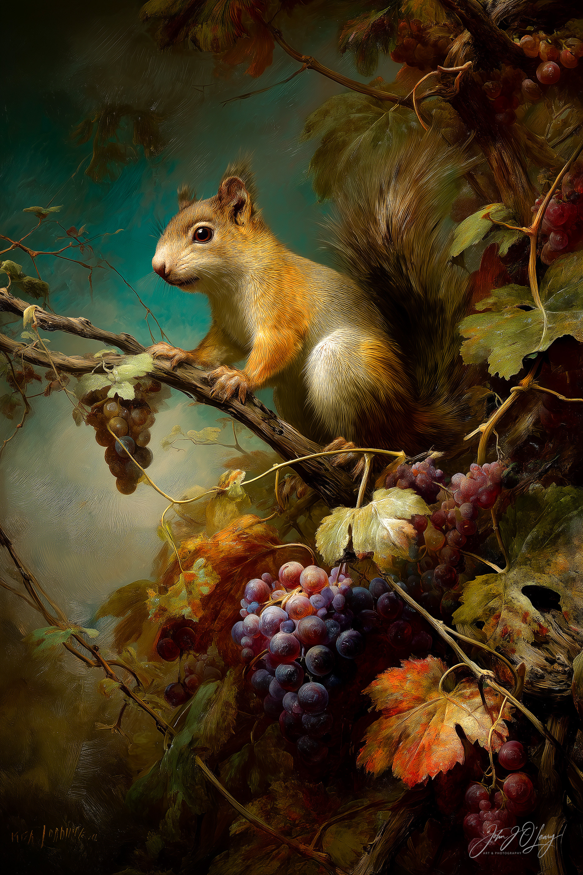 SQUIRREL WITH GRAPE VINE