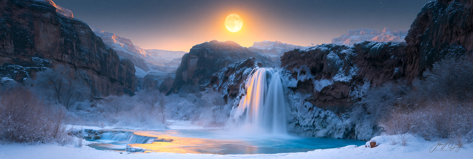 HAVASU FALLS IN WINTER - FULL MOON