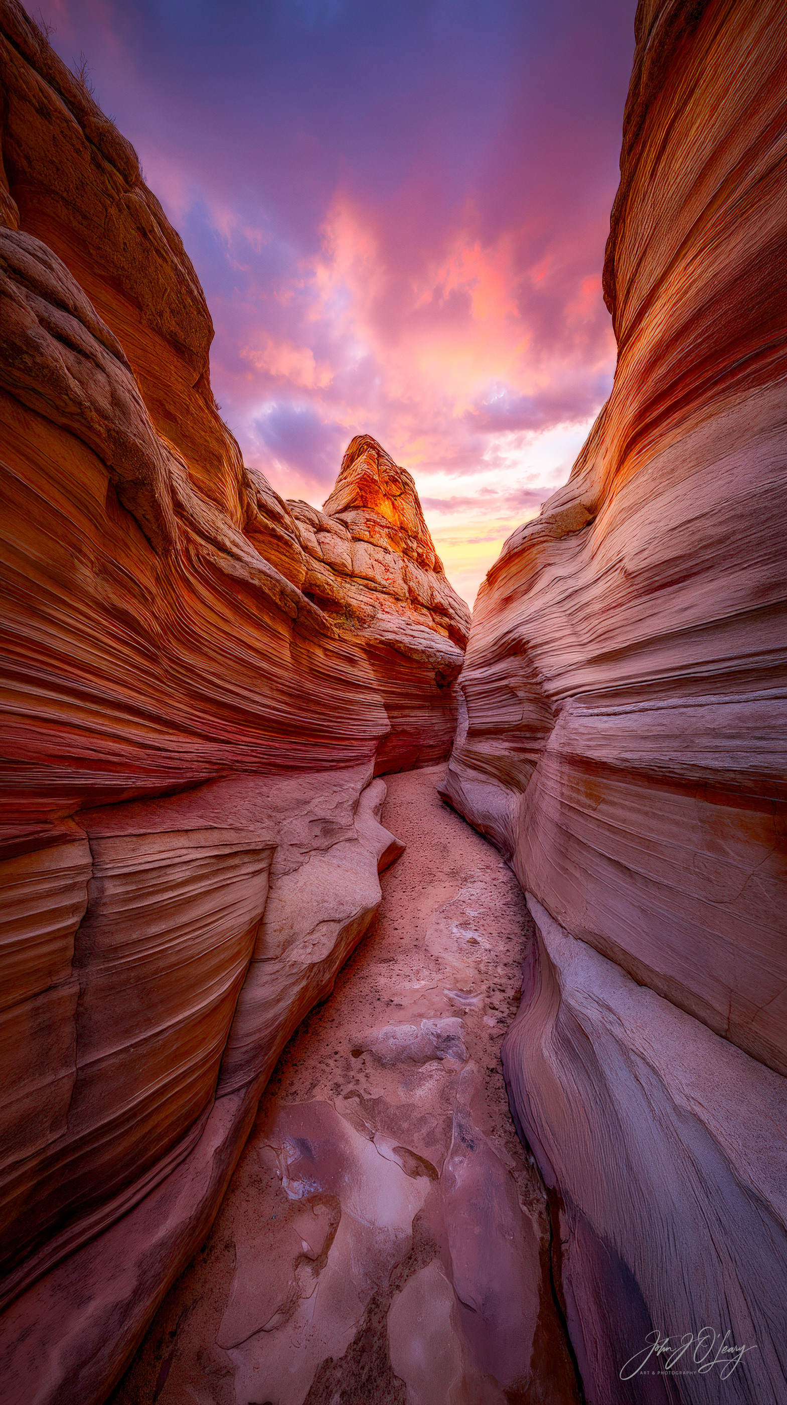 SLOT CANYON IN UTAH AT SUNSET