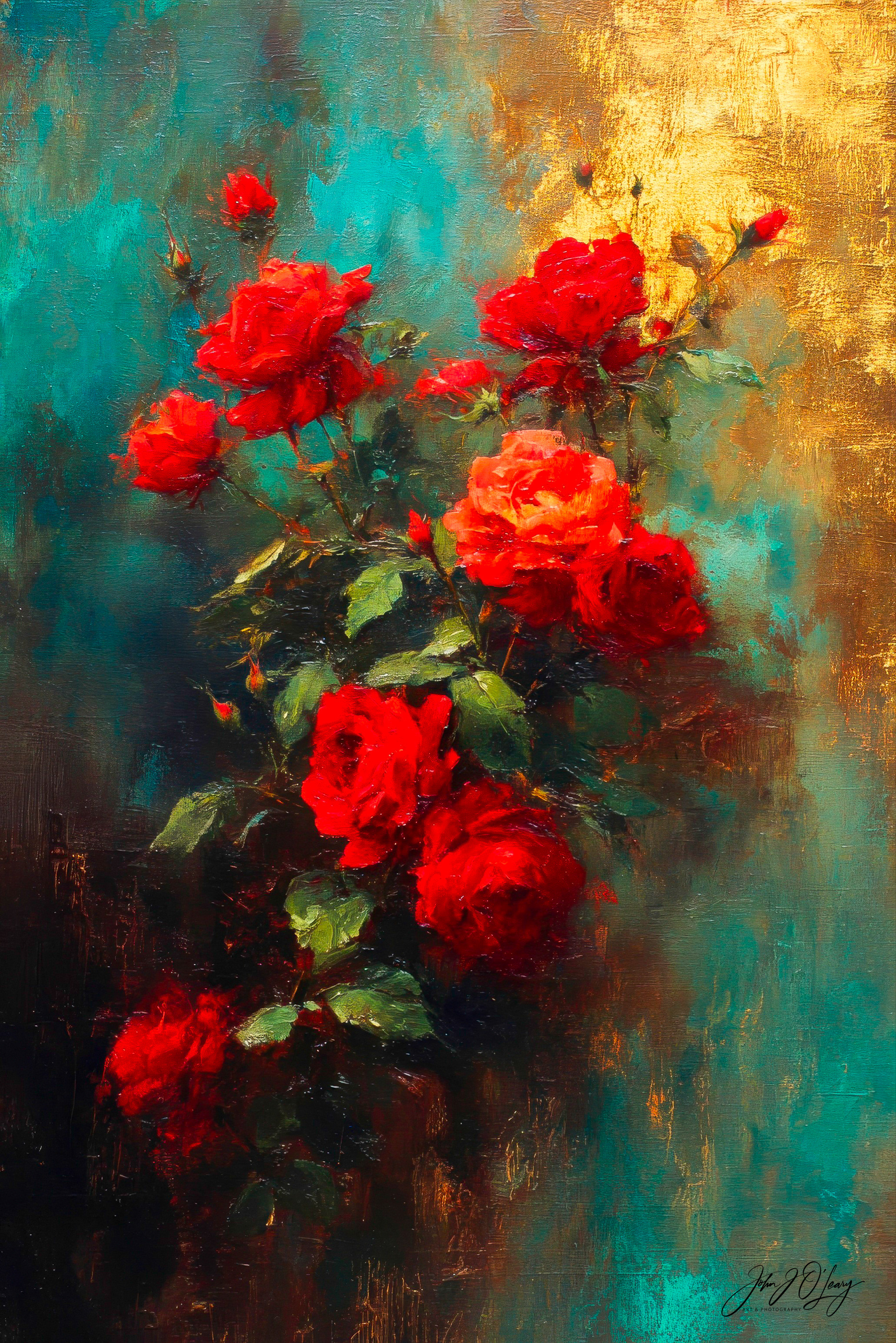 PAINTING OF RED ROSES