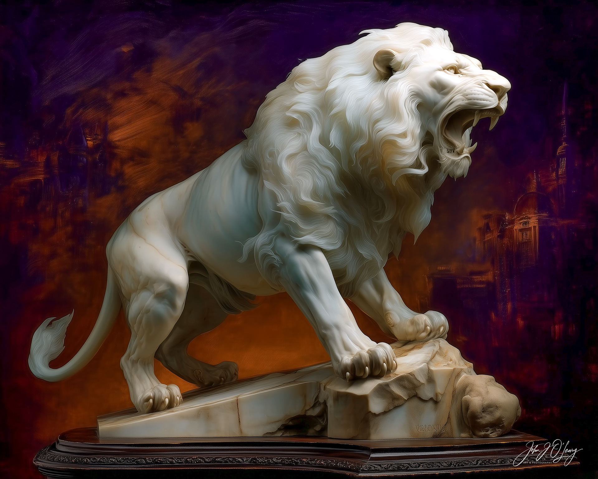 LION - WHITE MARBLE SCULPTURE
