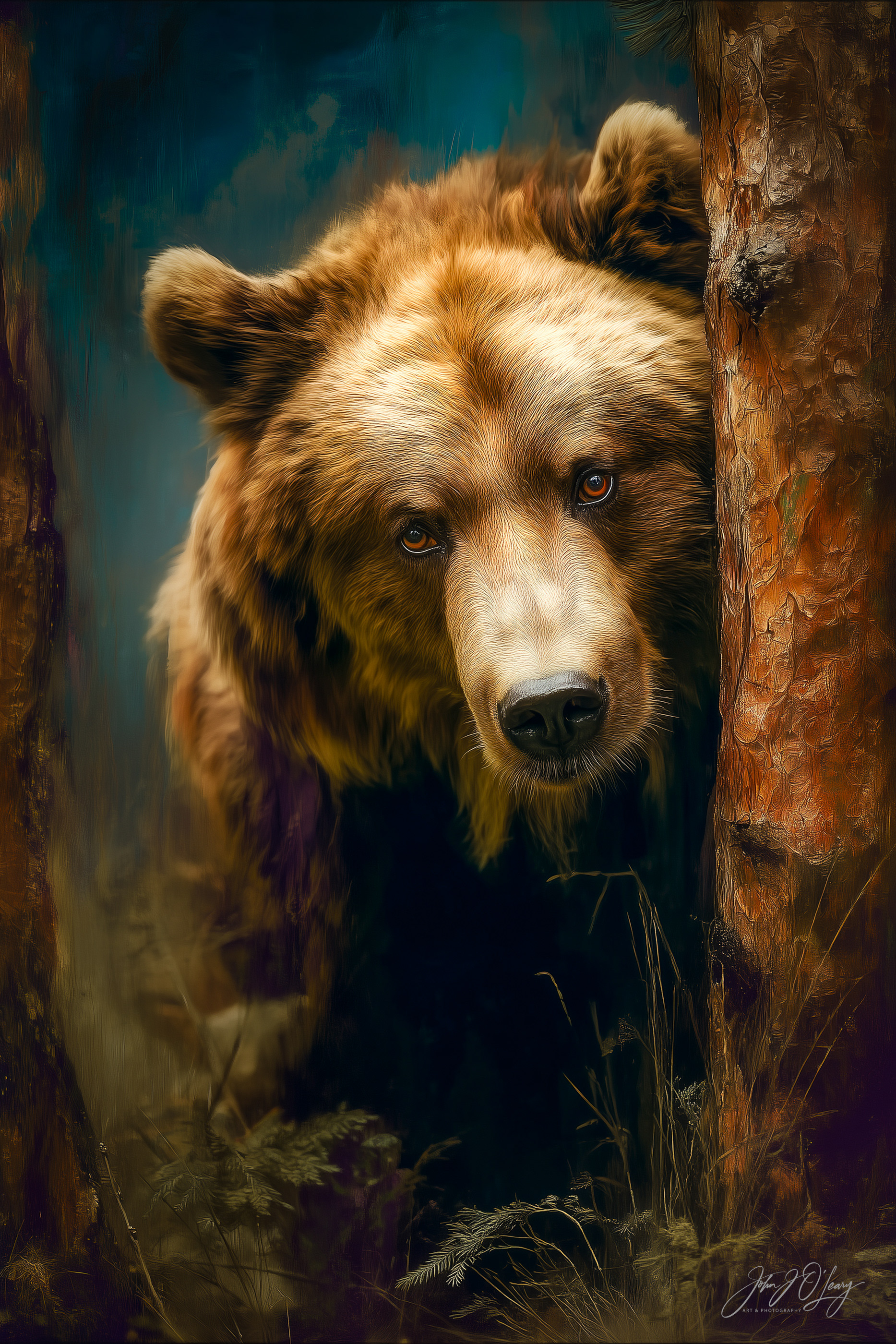 GRIZZLY BEAR | HIDING BEHIND A TREE