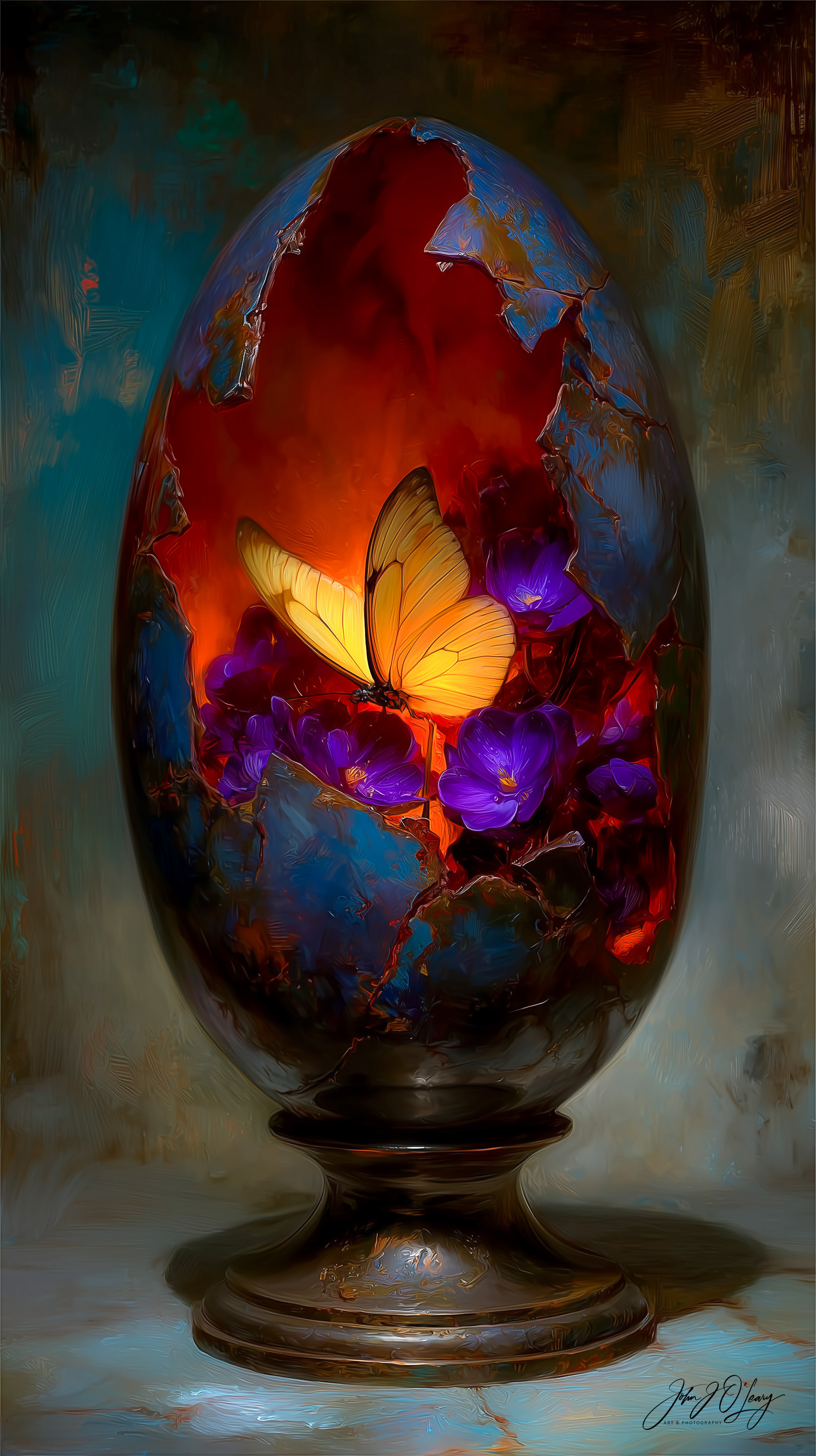 COCOON WITH BUTTERFLY AND FLOWERS