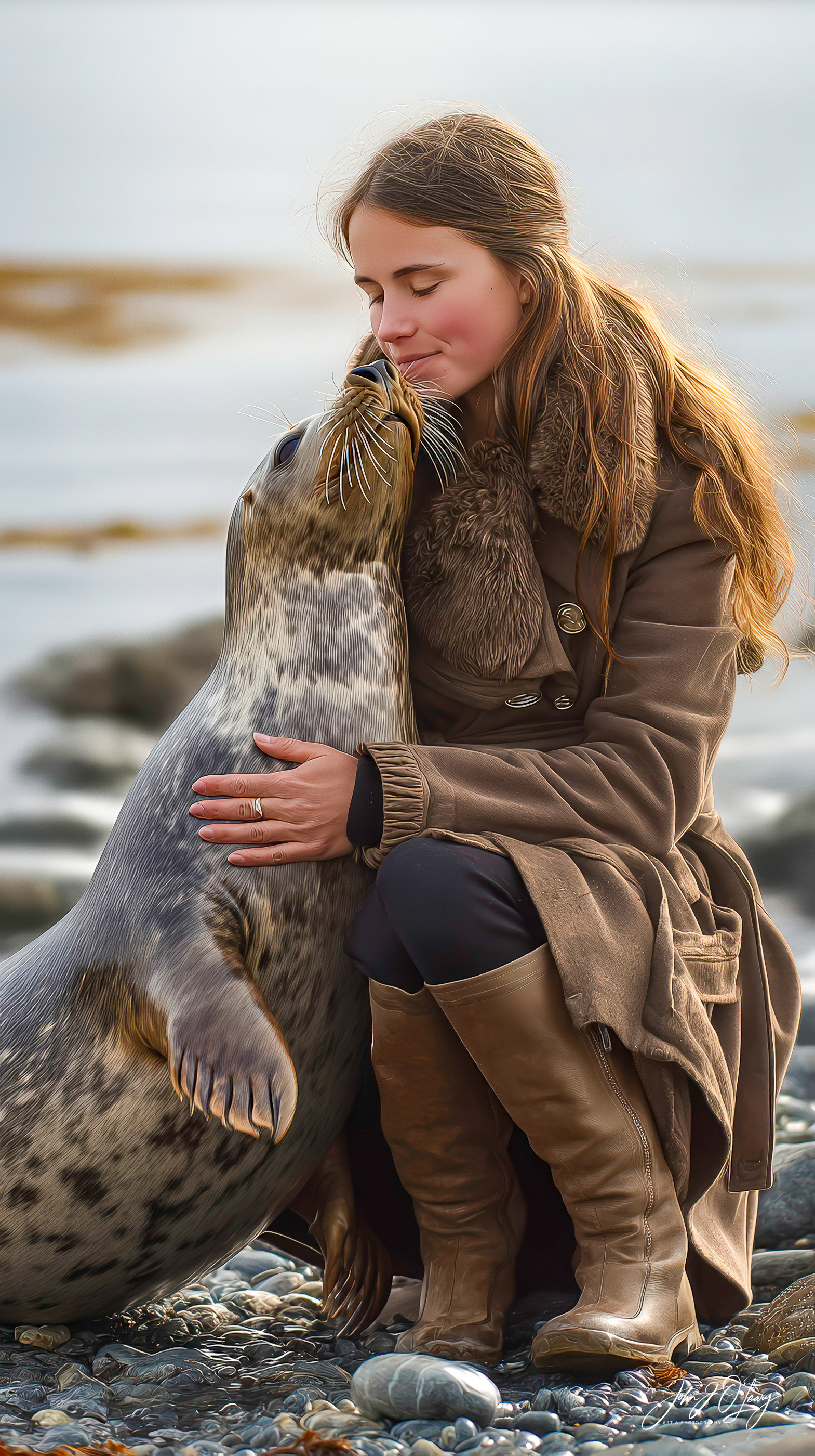 RESCUED FUR SEAL SHOWING AFFECTION