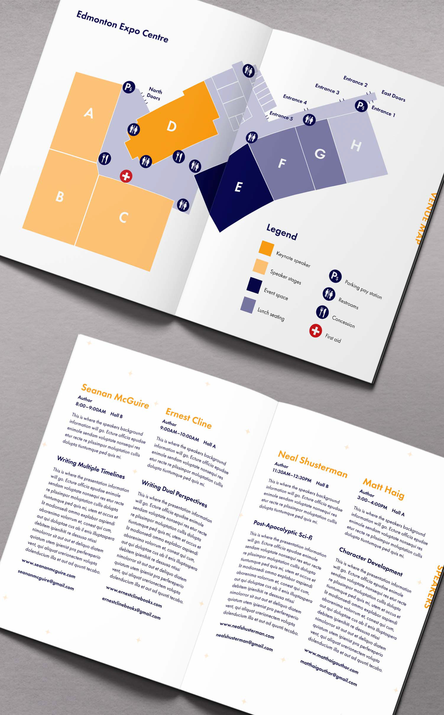 Program guide map and speaker pages