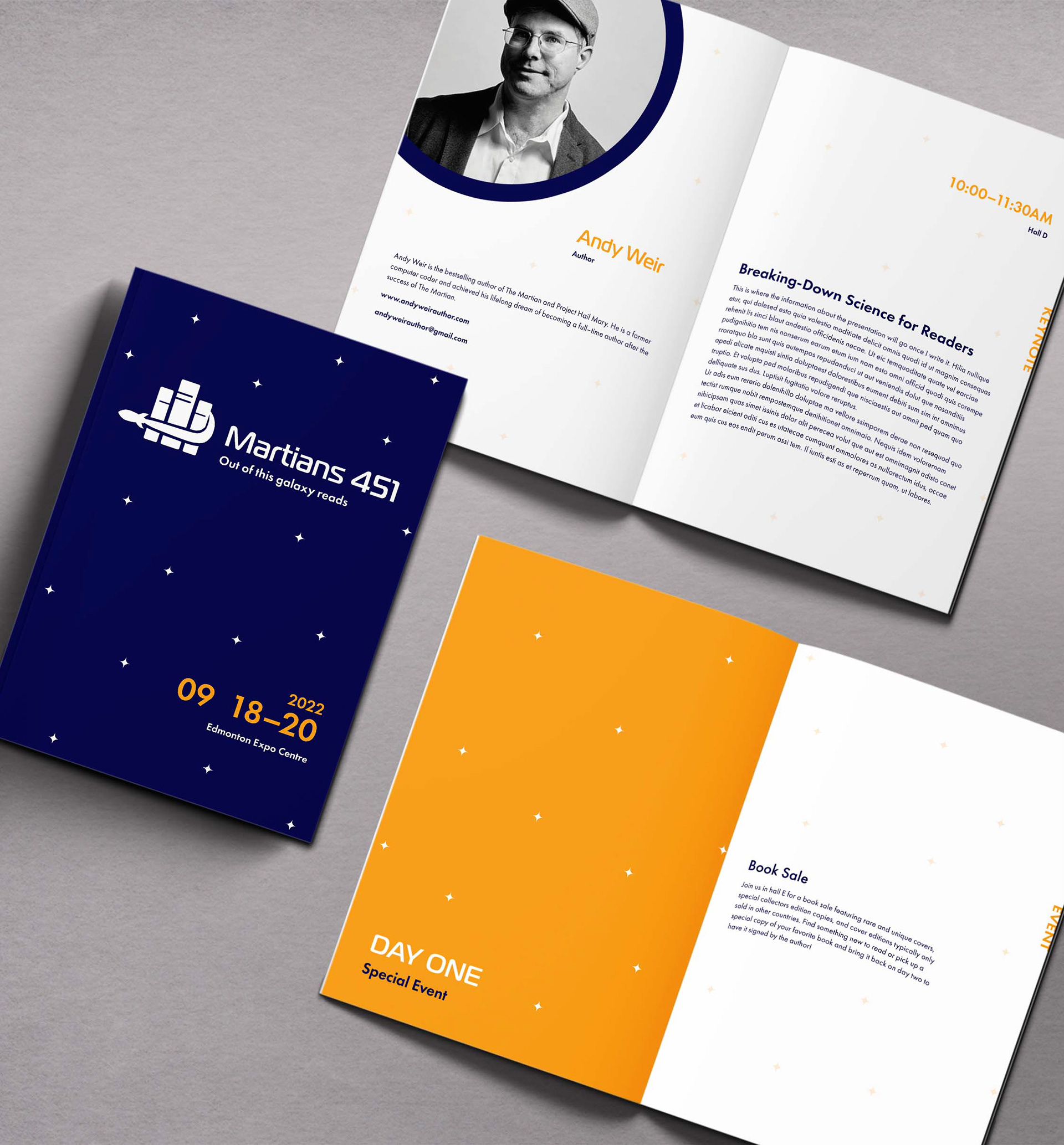 Program guide cover, keynote and event pages